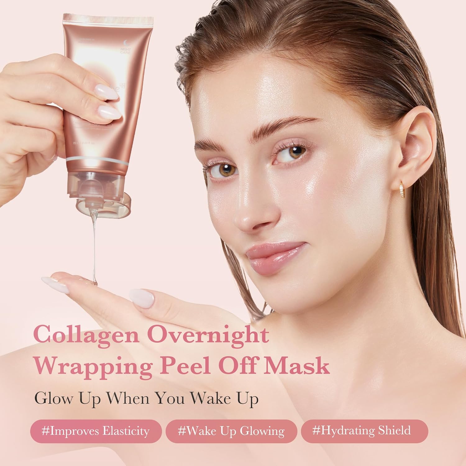 medicube Collagen Evening Wrapping Peel Off Facial Masks with Jelly Brush, Valentines Day Items for Her - Image 3