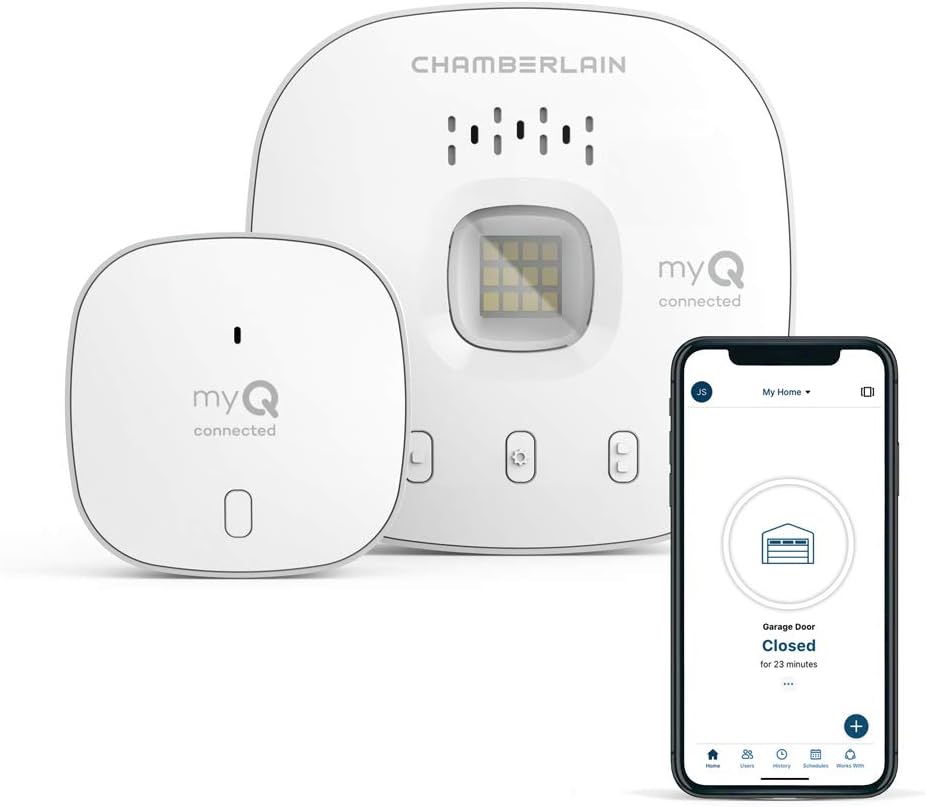 CHAMBERLAIN Sensible Storage Management - Wi-fi Storage Hub and Sensor with Wifi & Bluetooth - Smartphone Managed, myQ-G0401-ES, White