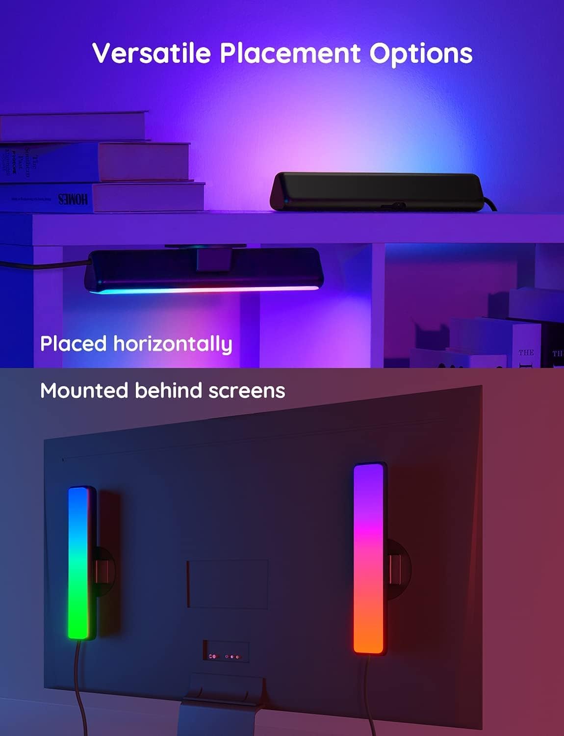 Govee Sensible LED Gentle Bars, Work with Alexa and Google Assistant, RGBICWW WiFi TV Backlights with Scene and Music Modes for Gaming, Footage, PC, Room Ornament - Image 6