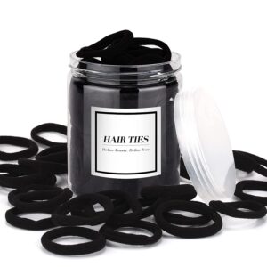 50PCS Black Hair Ties,Cotton Seamle...