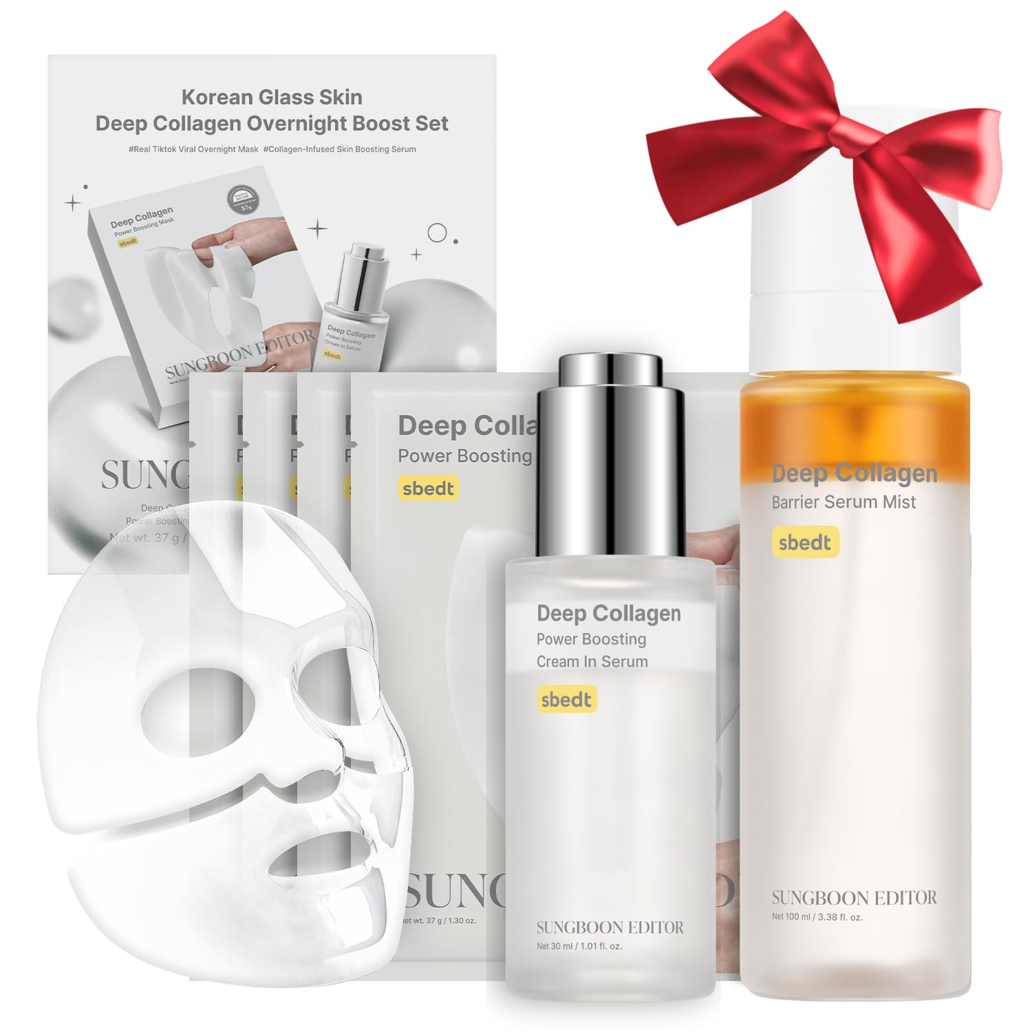 SUNGBOON EDITOR Frost-Proof Glow Bundle | Glow Mist Set | Deep Collagen In a single day Masks (4ea), Floor Line & Texture Care Serum & Barrier Serum Mist