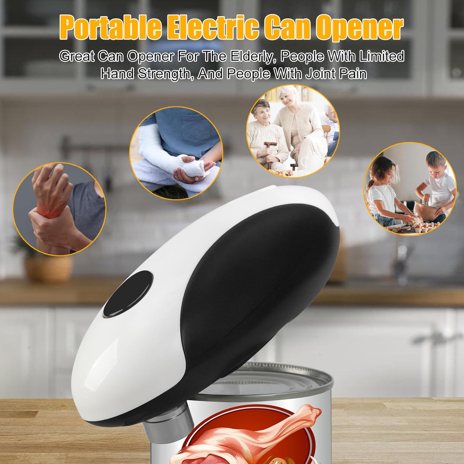 Electrical Can Opener,USB Rechargeable Can Opener,One-Contact Cordless Can Opener,Clean Edge,Fingers Free,Meals Security,Kitchen Gadget Battery Operated,Automated Can Openers for Seniors - Image 5