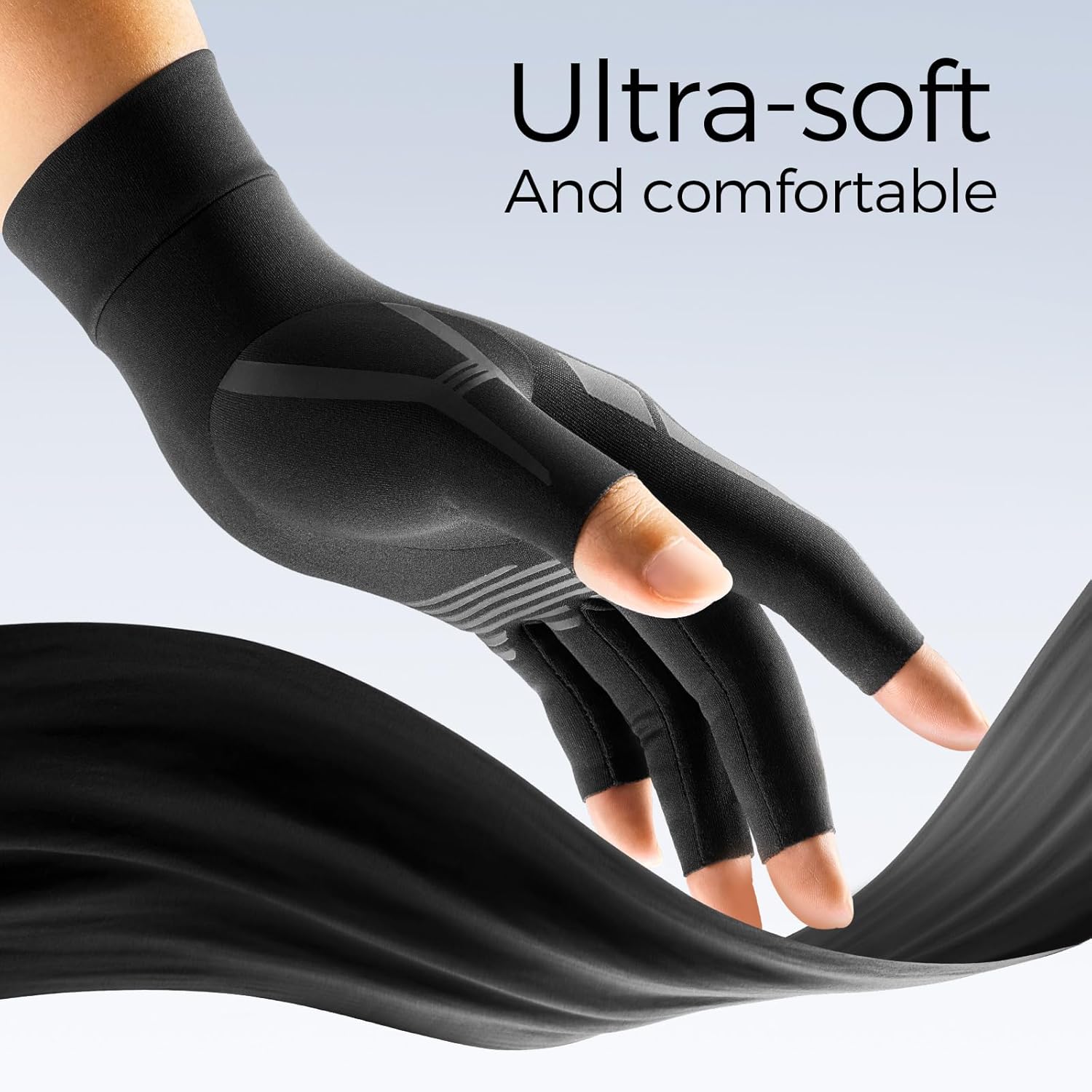 FREETOO Compression Gloves Ladies Males for Sleeping, Rheumatoid Arthritis Gloves for Ladies for Wrist Thumb Ache, Carpal Tunnel Reduction Gloves for Work, Nerve Ache,Edema Match Palm 6.8''-7.3'' Black S - Image 4