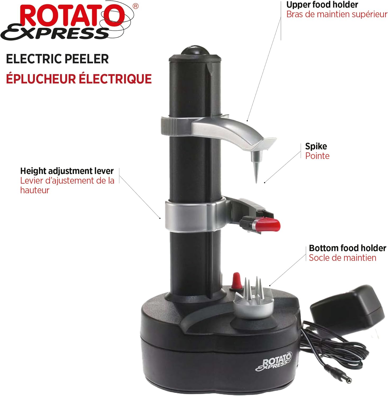 Starfrit Rotato Categorical Electrical Peeler - 2 Spare Blades - Protected & Straightforward to Use - Effortlessly Peels Greens and Fruit - Image 3