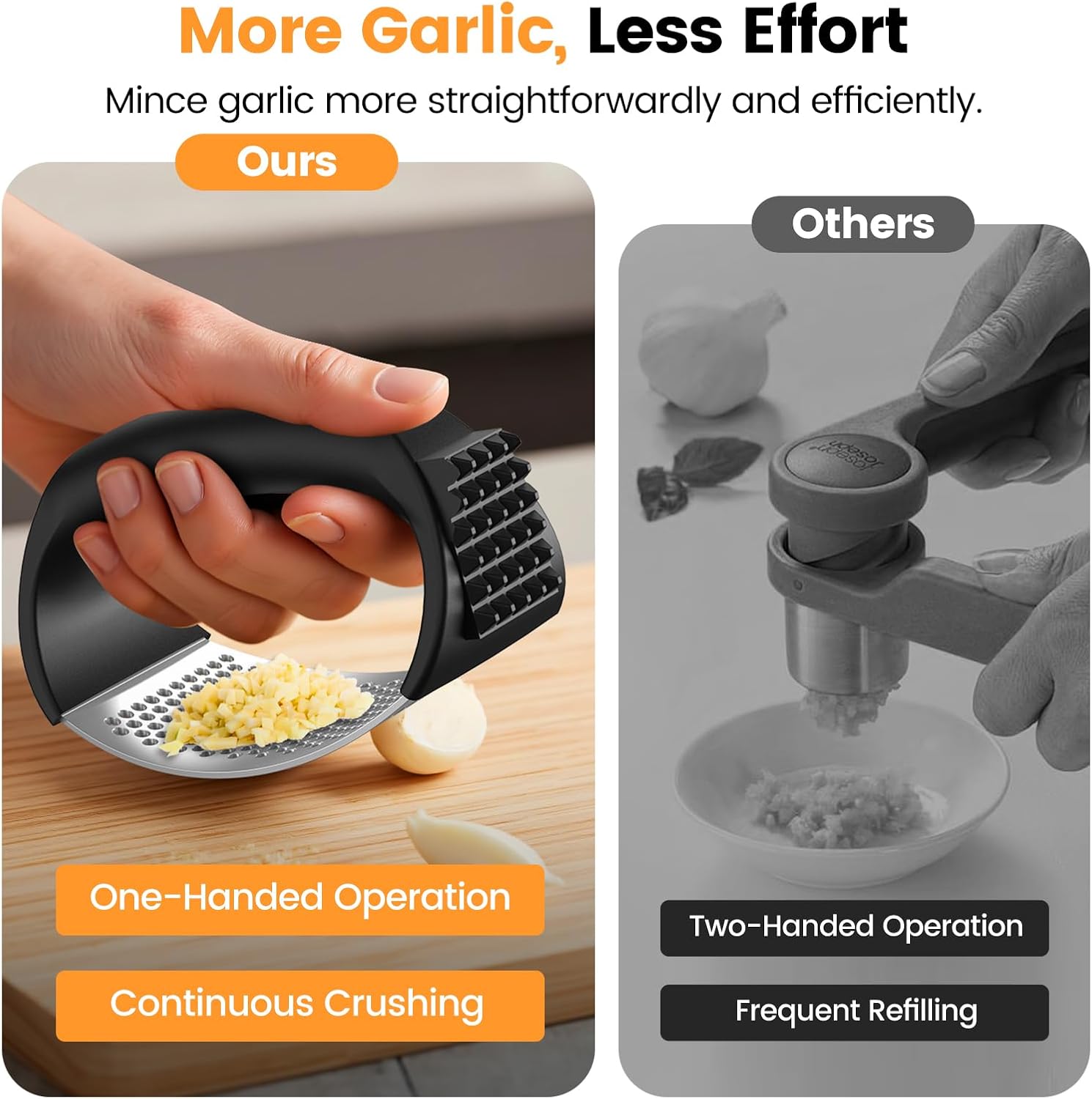 Garlic Press,Stainless Metal Garlic Mincer Crusher,Simple to Use and Clear,Ergonomic Deal with,Simple Kitchen Gadget for Easy Smashing,Kitchen Necessities,House and Kitchen Utensils Equipment,Cooking - Image 2