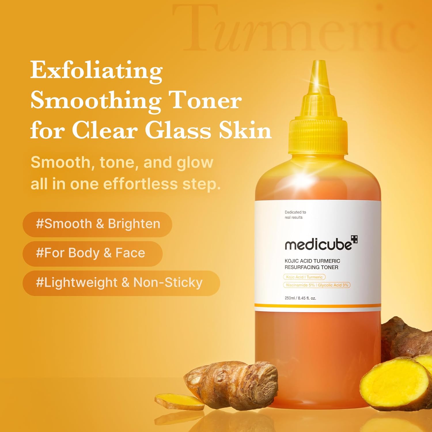 medicube Kojic Acid Turmeric Smoothing Toner for Face & Physique | Light-weight Toner for Balancing Uneven Pores and skin Tone & Texture | Niacinamide, Glycolic Acid for Clear Glass Pores and skin | 8.45 fl.oz - Image 2