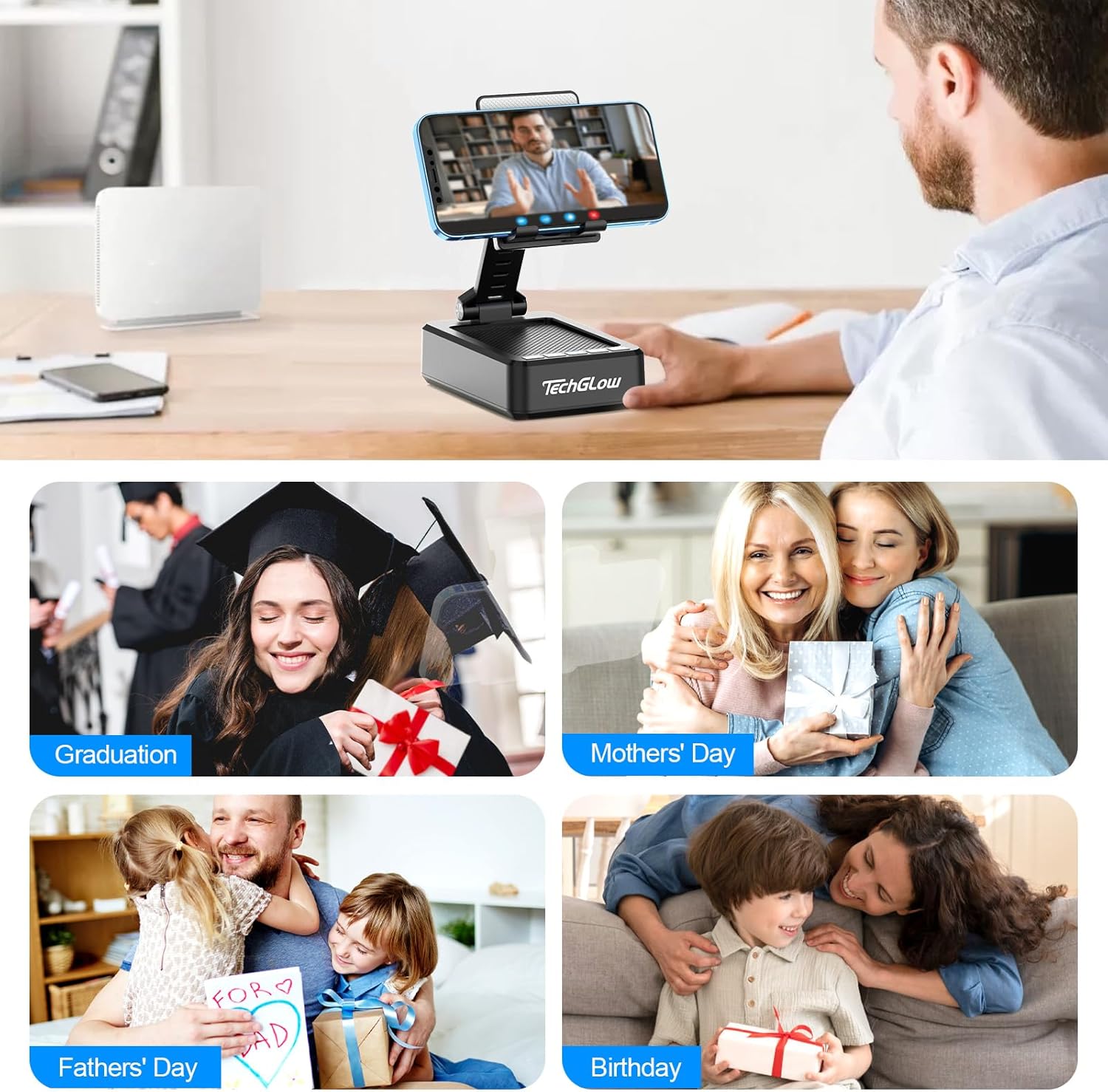 TechGlow Foldable Cellphone Stand with Bluetooth Speaker and Charging Operate Birthday Presents for Males Girls Mom Father Boy Lady Teenagers Cool Tech Devices - Image 8