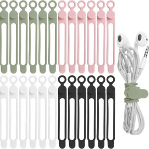Nearockle 24Pcs Silicone Cable Stra...