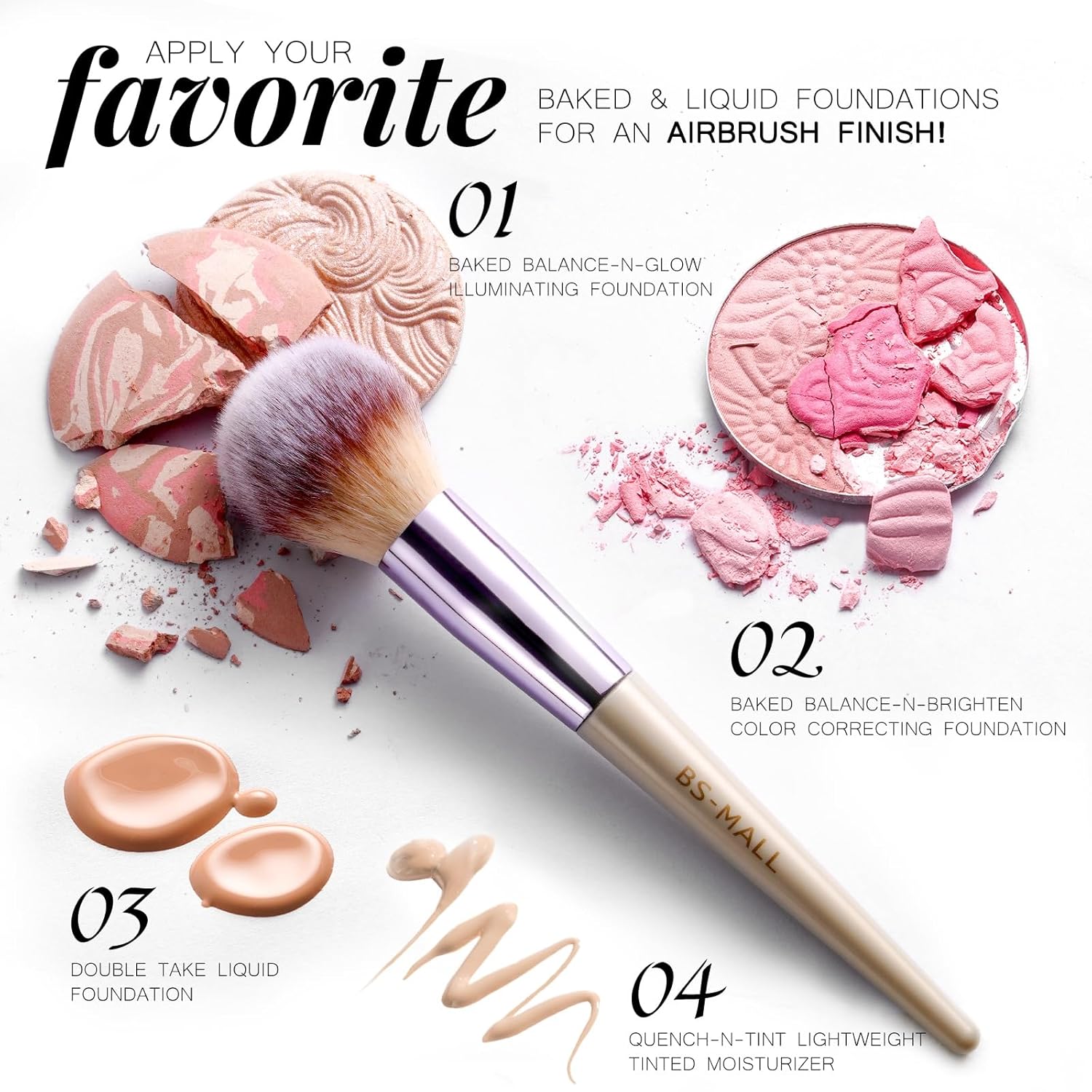 BS-MALL Make-up Brush Set 18 Pcs Premium Artificial Basis Powder Concealers Eye shadows Blush Make-up Brushes with black case - Image 2