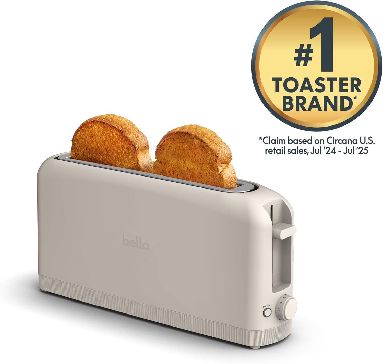 bella 2 Slice Slim Toaster, Matches-anywhere™ Kitchenware, 6 Setting Shade Management with Reheat & Cancel Buttons, Matches sourdough, 10” Lengthy Slot, Anti Jam & Auto Shutoff, 900 Watt, Oatmilk - Image 3