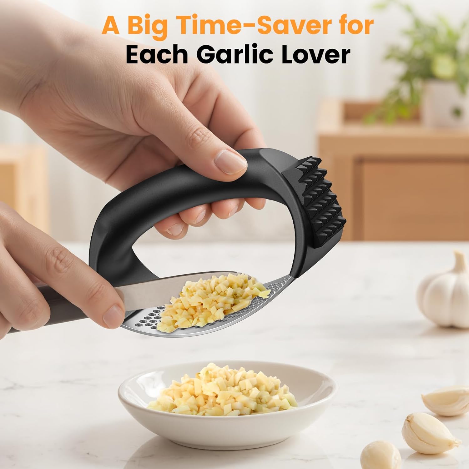 Garlic Press,Stainless Metal Garlic Mincer Crusher,Simple to Use and Clear,Ergonomic Deal with,Simple Kitchen Gadget for Easy Smashing,Kitchen Necessities,House and Kitchen Utensils Equipment,Cooking - Image 7