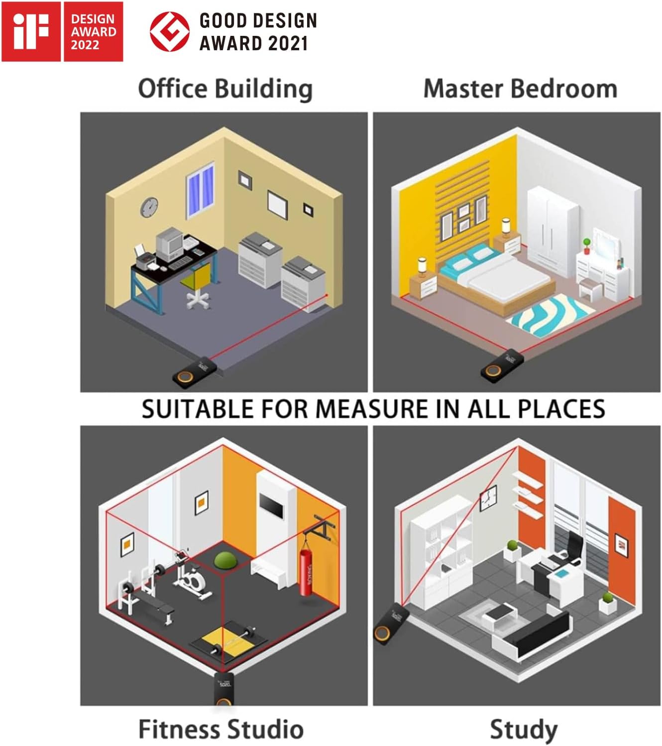 HOTO Laser Measuring Device, Pocket-Measurement 98Ft Digital Laser Tape Measure ±2mm Accuracy, USB-C Rechargeable, OLED Show, Ft/M/in Unit Conversion, Actual-time Information Sync, Cool Devices for Males & Dwelling Use - Image 7