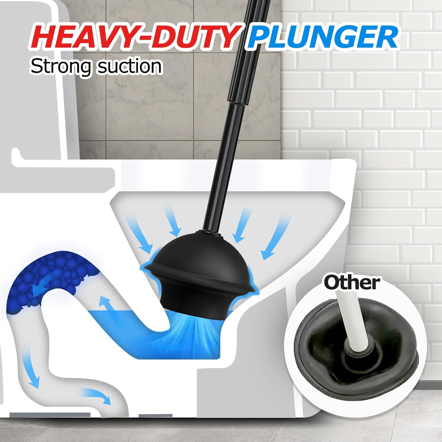 2 in 1 Bathroom Plunger and Brush Set,Prolonged Deal with Plunger,Bathroom Bowl Brush Plunger Set, Toilet Cleansing Instruments ,Bathroom Brush Plunger Combo,Cleansing Brush,Toilet Cleansing Provides - Image 3