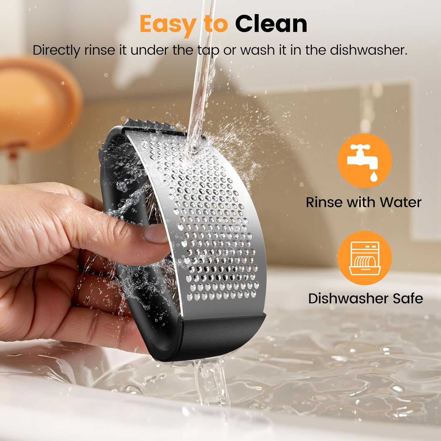 Garlic Press,Stainless Metal Garlic Mincer Crusher,Simple to Use and Clear,Ergonomic Deal with,Simple Kitchen Gadget for Easy Smashing,Kitchen Necessities,House and Kitchen Utensils Equipment,Cooking - Image 4