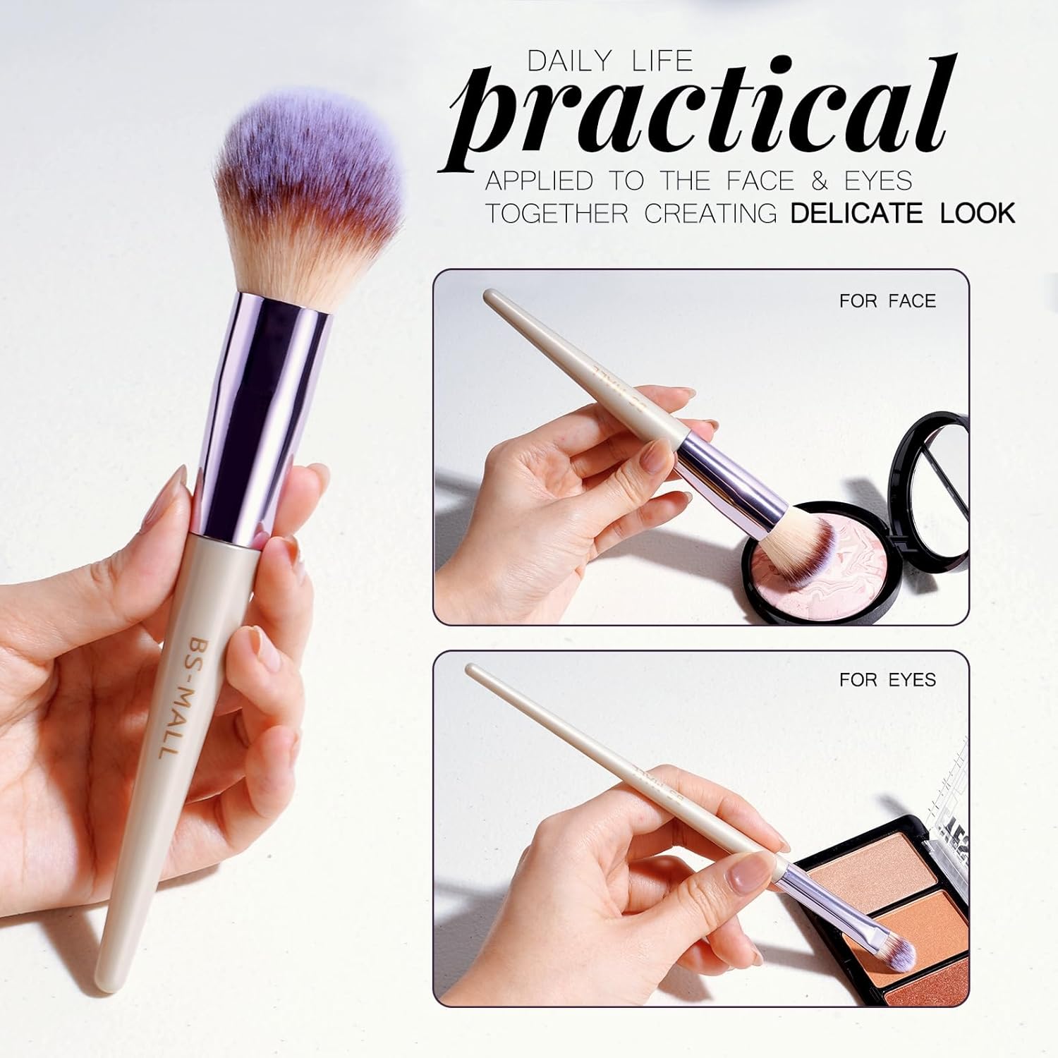 BS-MALL Make-up Brush Set 18 Pcs Premium Artificial Basis Powder Concealers Eye shadows Blush Make-up Brushes with black case - Image 6