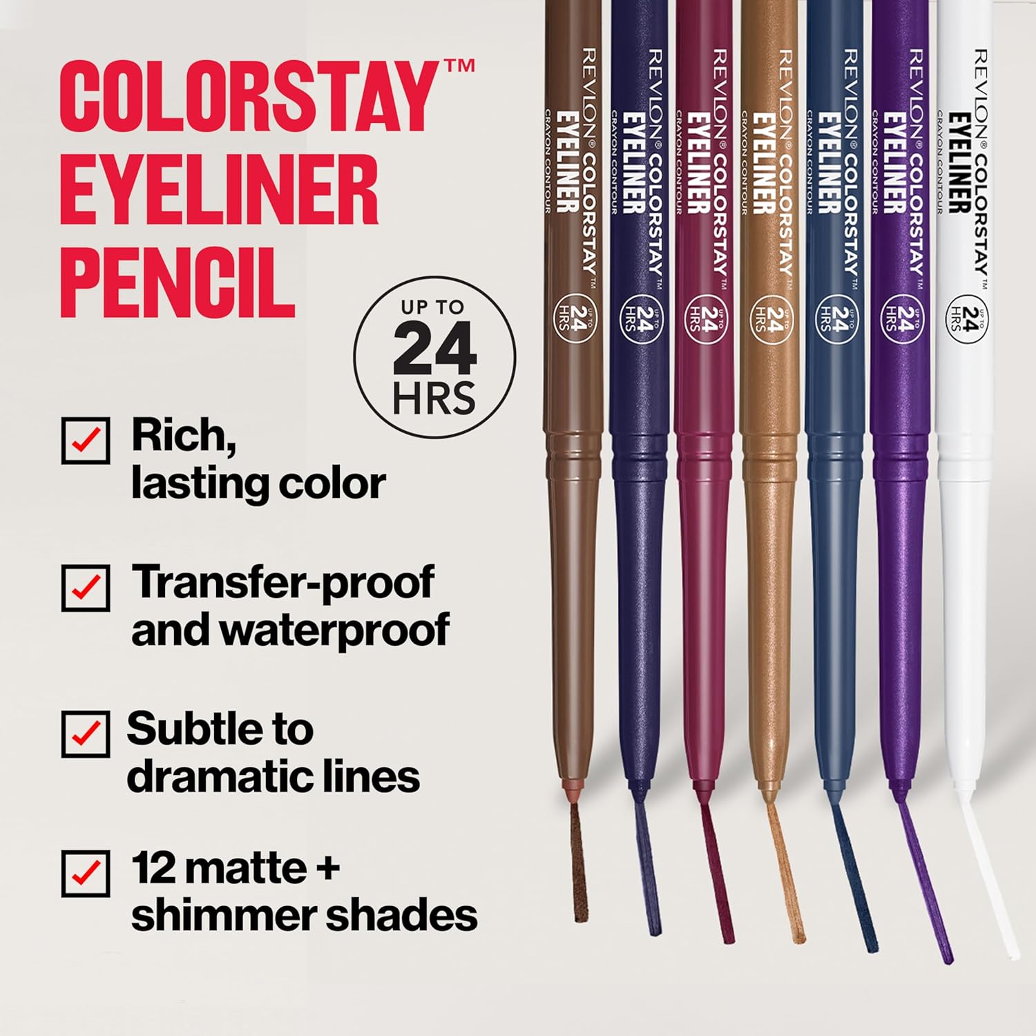REVLON ColorStay Pencil Waterproof Eyeliner, Smudge-Proof, Eye Make-up with Constructed-In Sharpener, Packaging Might Range, 201 Black, 0.01 oz - Image 3