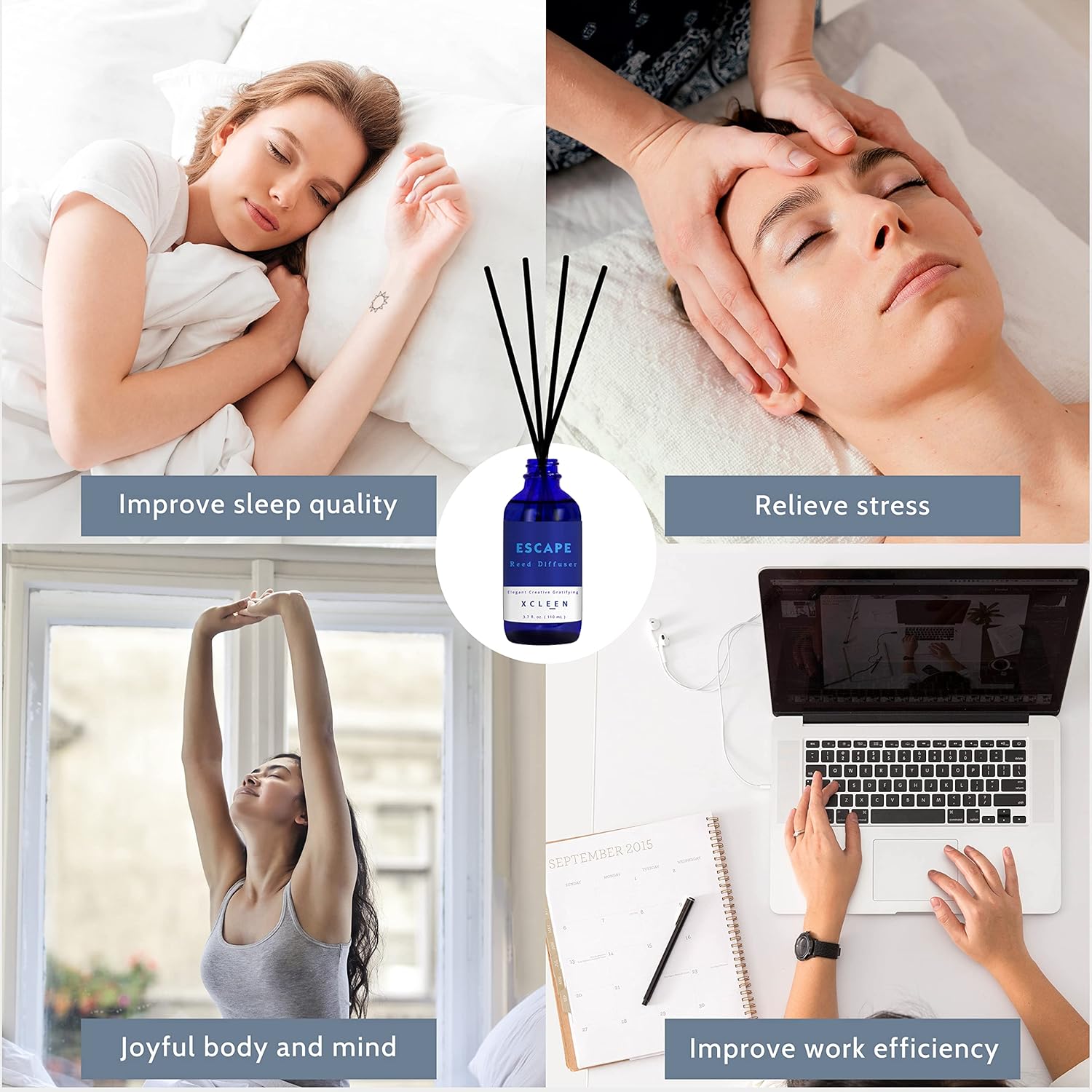 Reed Diffusers Set, 3.7 Oz Scent Diffuser, 6 Reed Diffuser Sticks, House Perfume Hyacinth, Peony & Citrus, Aromatherapy Oil Diffuser Reeds, Extra Masculine Scent, Rest room & Workplace Decor 110ml - Image 6