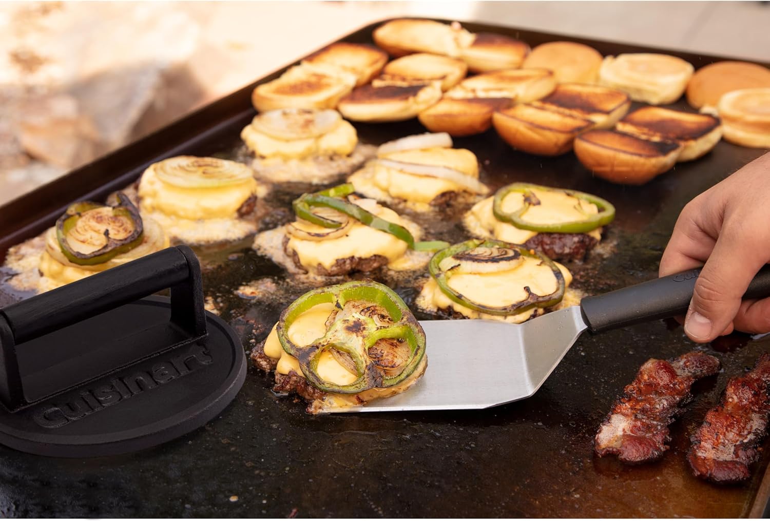 Cuisinart 6.5" Solid Iron Smashed Burger Press, Spherical Flat Edge Grill Press for Crispy Smash Burgers, Burger Device for Grill and Griddle Equipment, for BBQs and Tailgates - Image 8