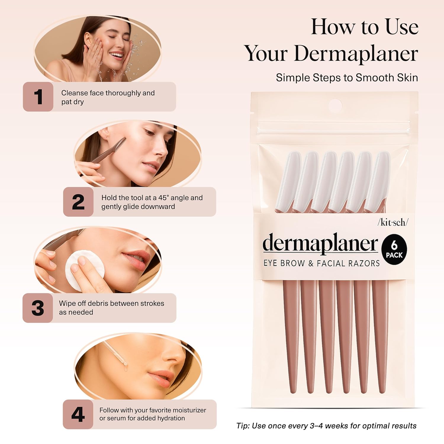 Kitsch Dermaplane Razor for Girls Face – Face Razors for Girls & Males, Eye Forehead Razors & Face Shaver – Exfoliating Facial Razor & Dermaplaner as Pores and skin Care Device for Smoother Pores and skin - Terracotta, 6 pcs - Image 7