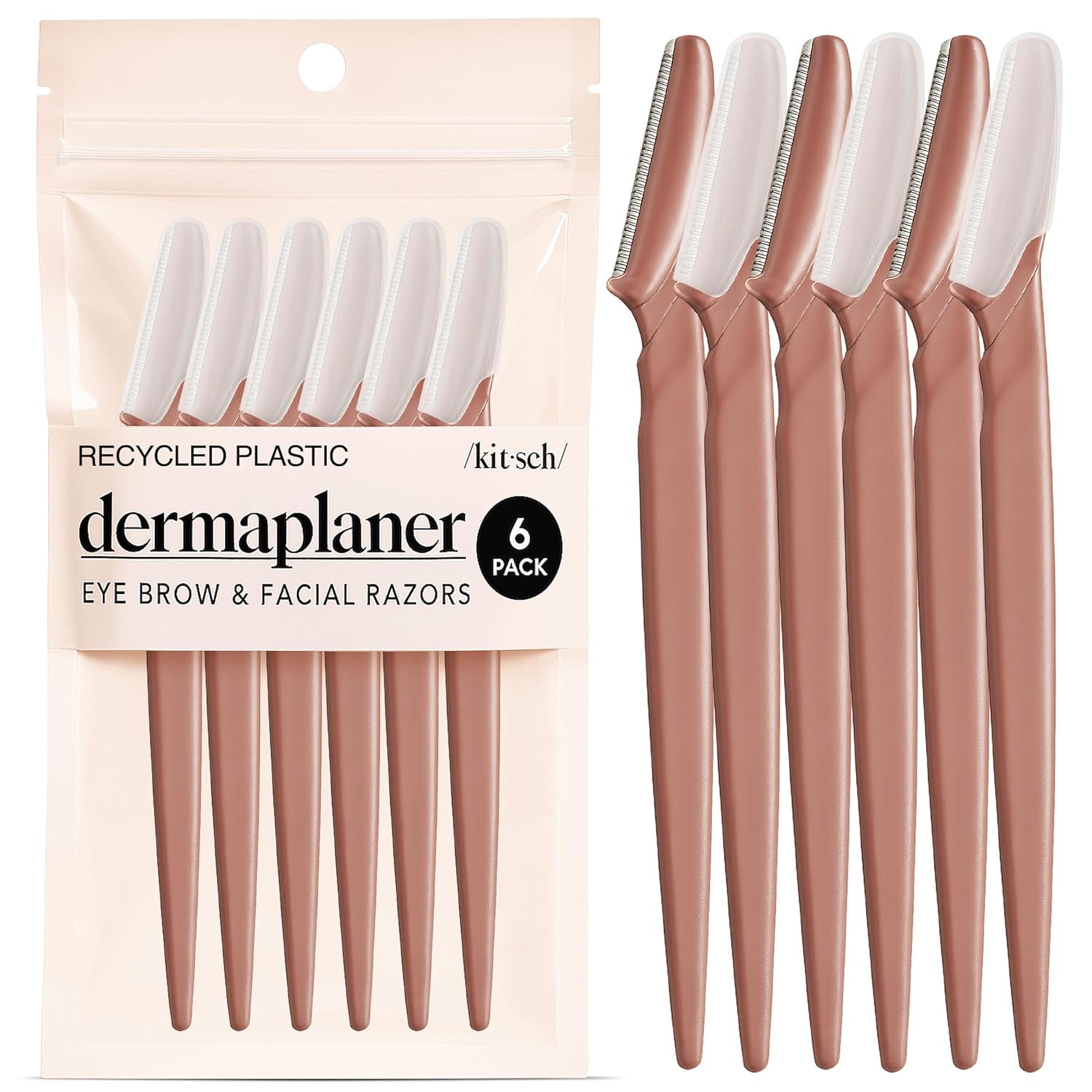 Kitsch Dermaplane Razor for Girls Face – Face Razors for Girls & Males, Eye Forehead Razors & Face Shaver – Exfoliating Facial Razor & Dermaplaner as Pores and skin Care Device for Smoother Pores and skin - Terracotta, 6 pcs