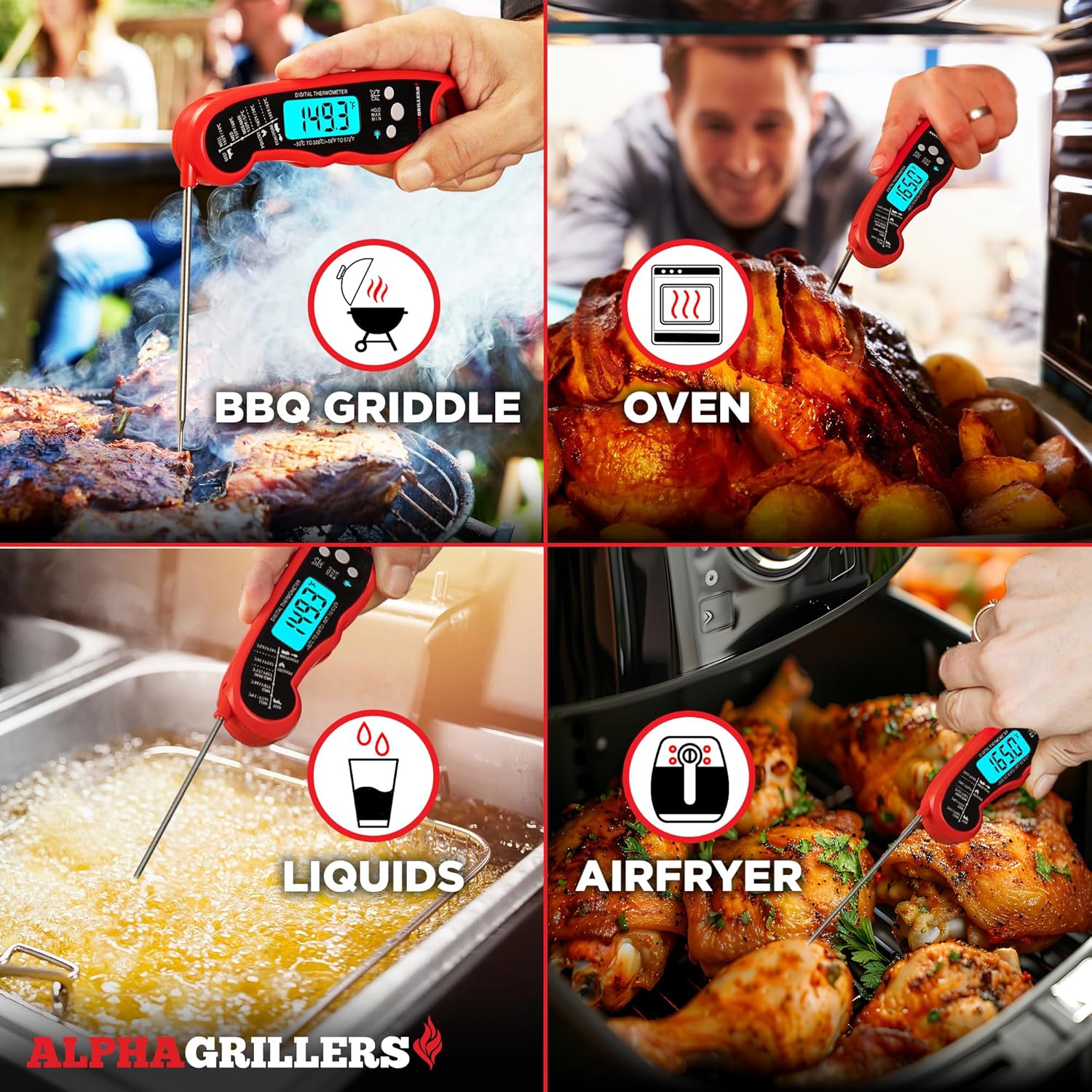 Alpha Grillers Meat Thermometer Digital – Prompt Learn Meals Thermometer for Cooking & Grilling – Skilled Kitchen Reward for Males, Dad & Mother - Image 7