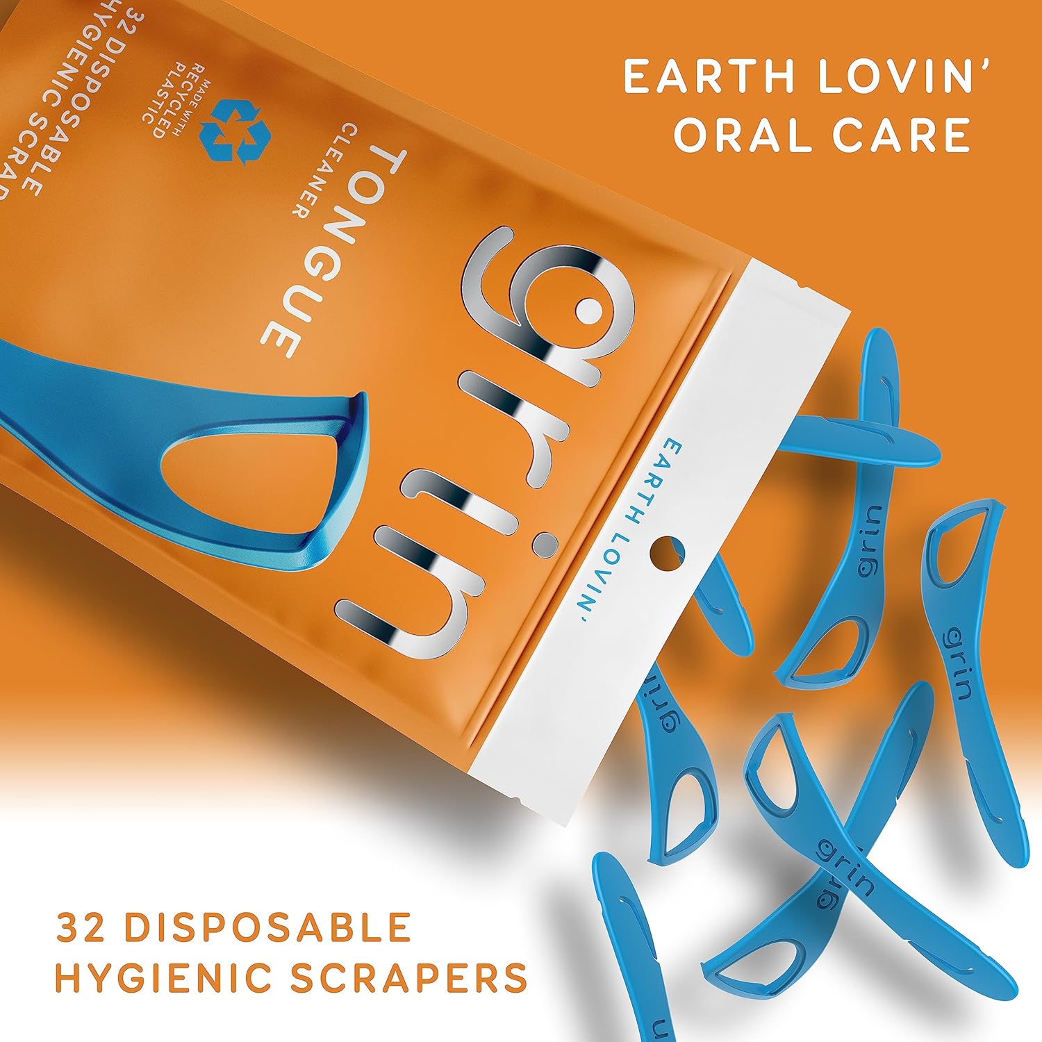GRIN Tongue Cleaner, 32 Rely, Disposable Tongue Cleaner, Hygienic Scraper, Recycled Plastic, Clear Tongue, Promote Contemporary Breath, Contains Protected Fold- Again Tooth Decide - Image 4