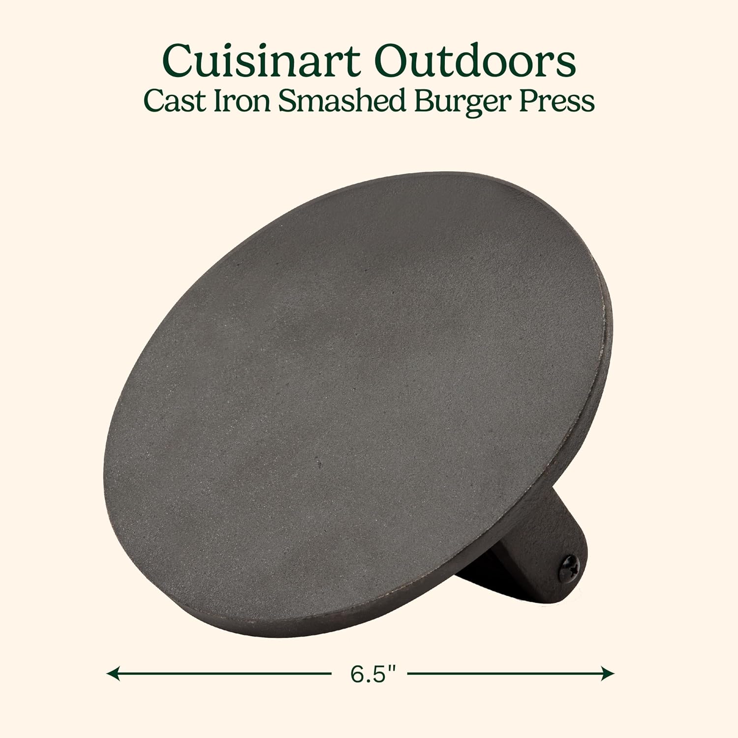 Cuisinart 6.5" Solid Iron Smashed Burger Press, Spherical Flat Edge Grill Press for Crispy Smash Burgers, Burger Device for Grill and Griddle Equipment, for BBQs and Tailgates - Image 2