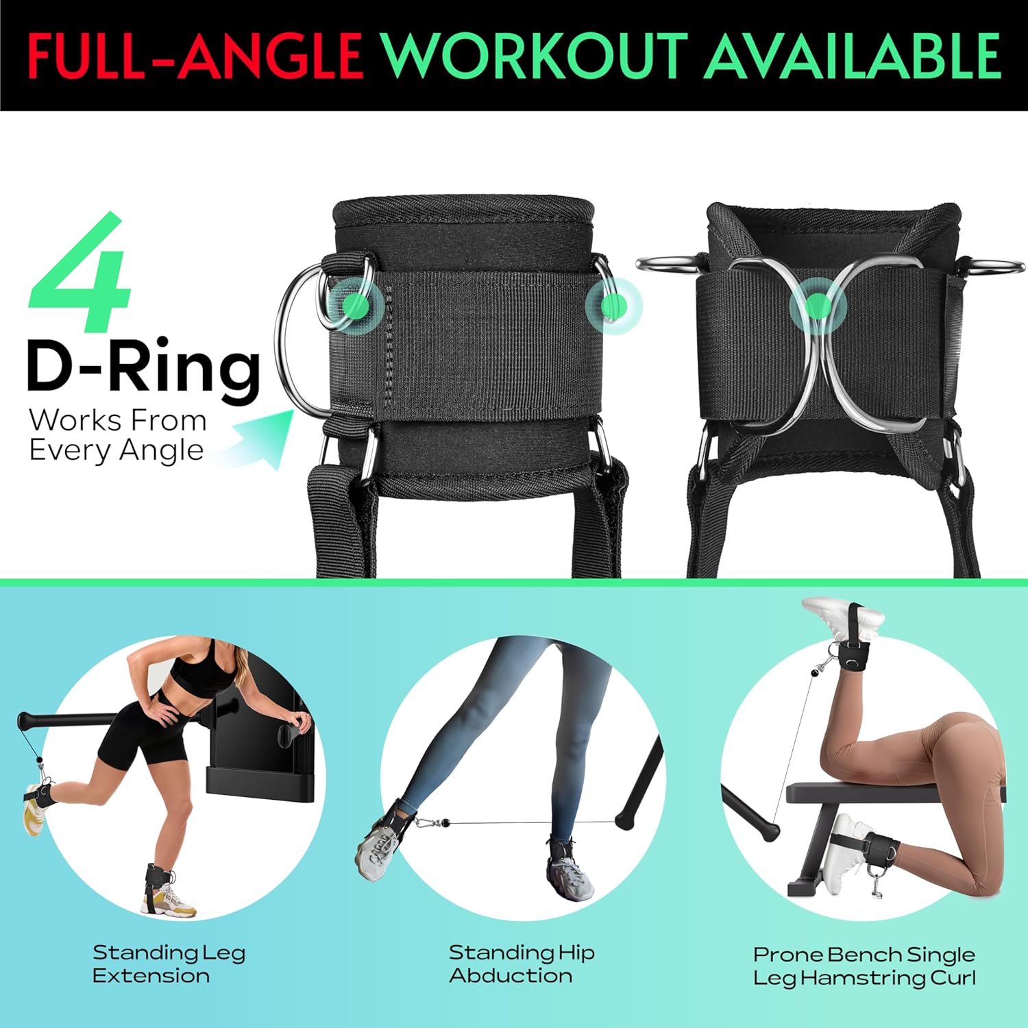Ankle Strap Appropriate with Tonal Machine, Kick Again Ankle Straps for Sensible Residence Health club, Cable Machine Attachment with Multi-Angle Adjustment, Further Strap for Foot Help, Heavy-Responsibility - Image 3