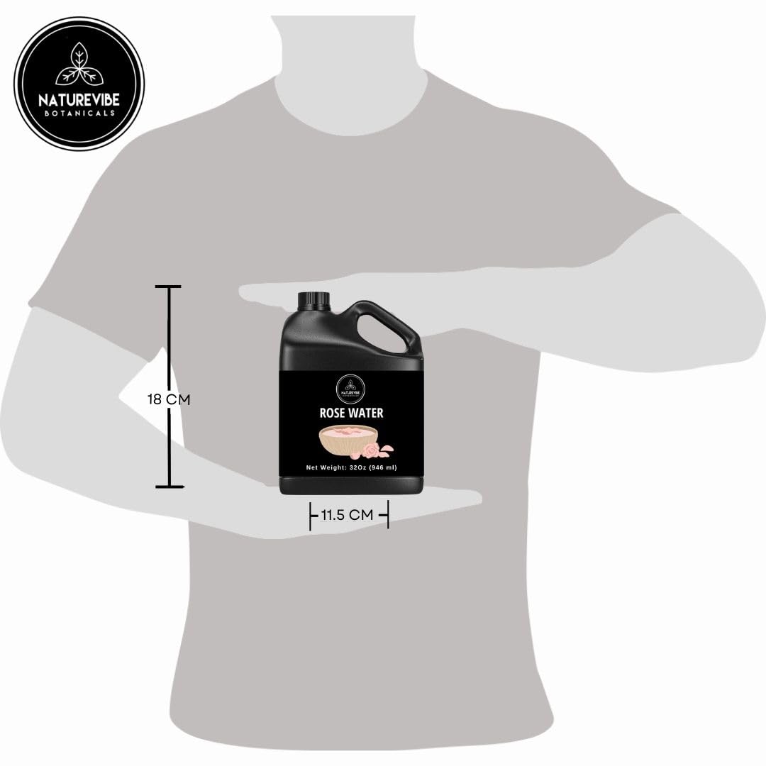 Naturevibe Botanicals Pure Rose Water Toner 32 oz Hydrating Facial Mist & Hair Spray | 100% Pure, Alcohol-Free Pores and skin Care & Make-up Setting Spray - Image 5