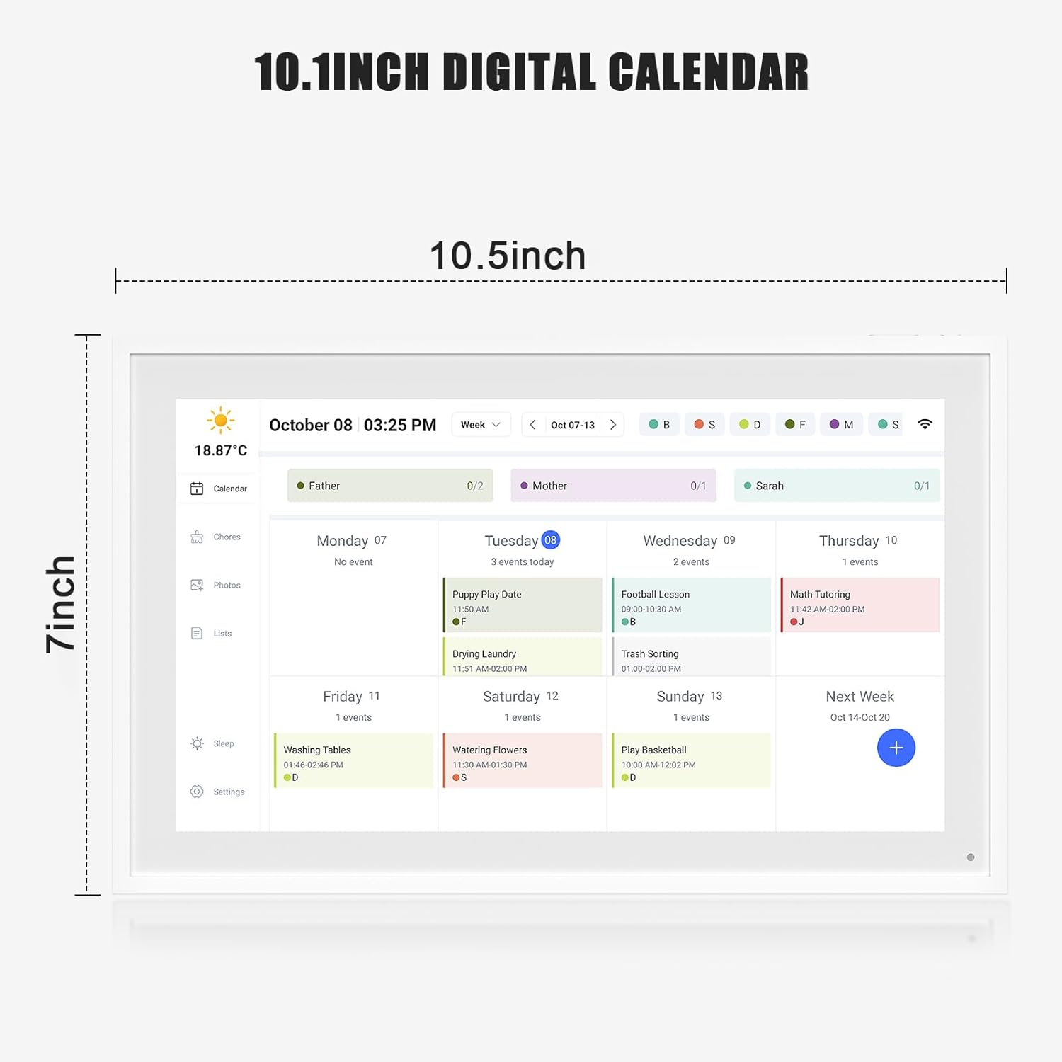 10.1" Digital Calendar, Meal Planner, Obligation Chart, to Do Record,HD Sensible Contact Display screen Dwelling Interactive Sensible Electron Calender - Constructed-in Digital Picture Body Perform (white, 10.1) - Image 7