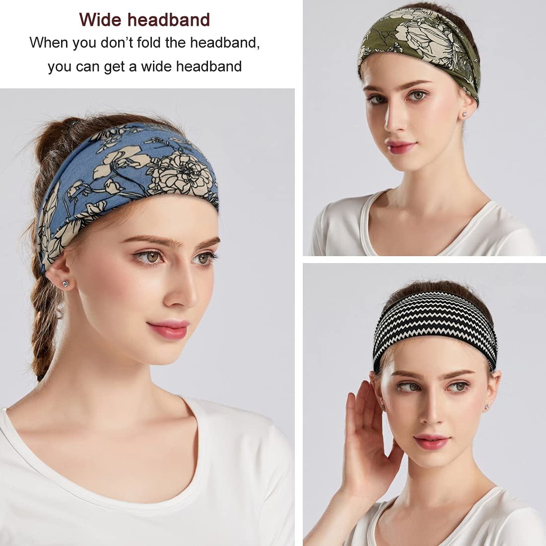 Boho Headbands For Girls Style Large Headband Yoga Exercise Head Bands Hair Equipment Band 6 Pack - Image 5