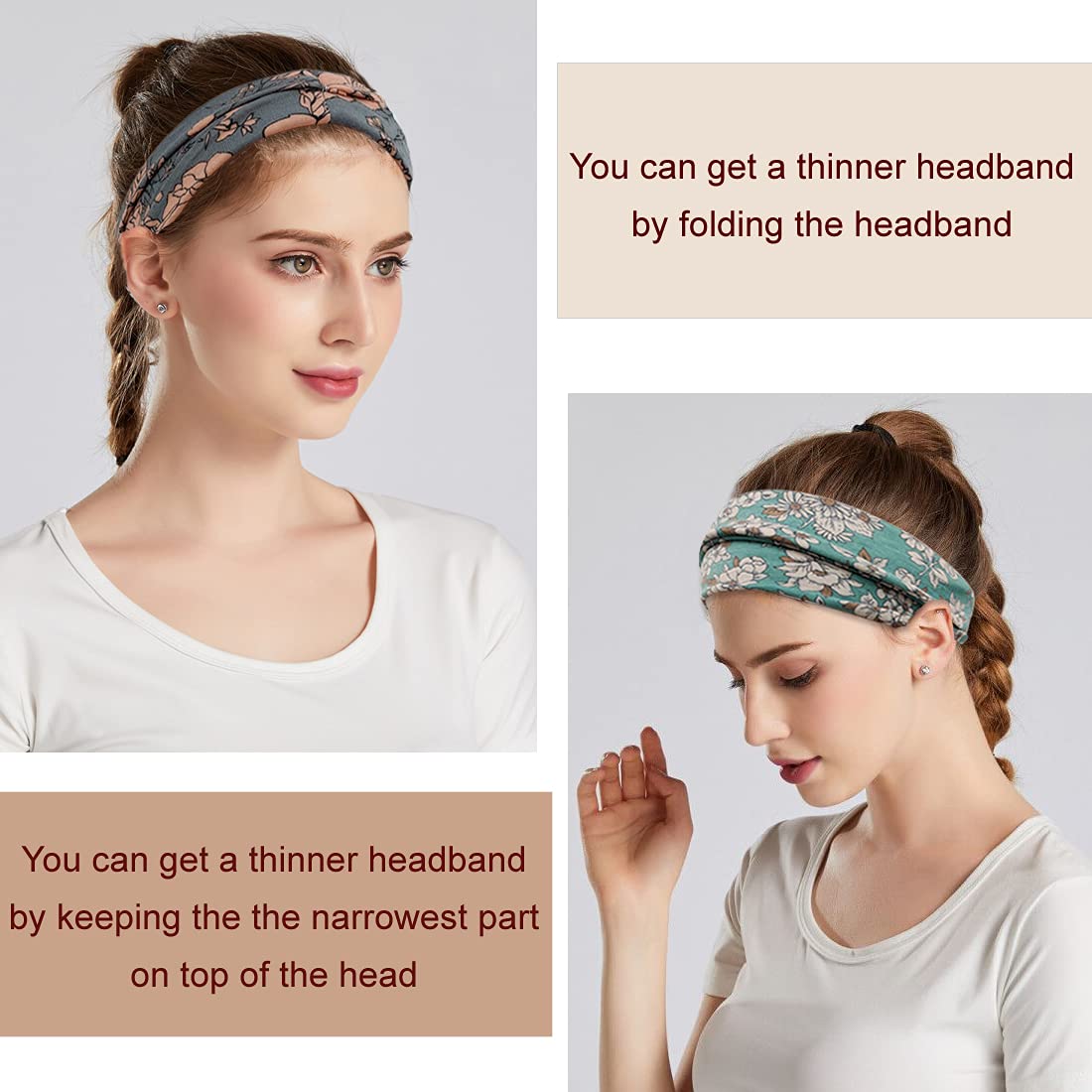 Boho Headbands For Girls Style Large Headband Yoga Exercise Head Bands Hair Equipment Band 6 Pack - Image 6