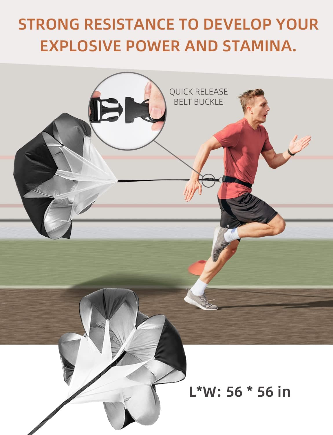 GHB Agility Ladder,Soccer Coaching Tools Set,4 Agility Hurdles, 20 feet12 Rungs Velocity Ladder,12 Disc Cones,Resistance Parachute, Leap Rope, 5 Resistance Bands - Image 4