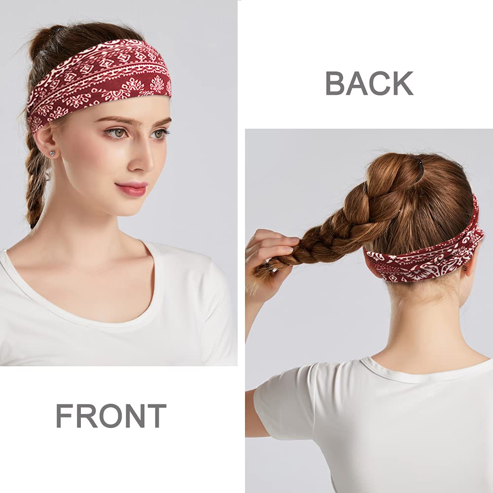 Boho Headbands For Girls Style Large Headband Yoga Exercise Head Bands Hair Equipment Band 6 Pack - Image 4