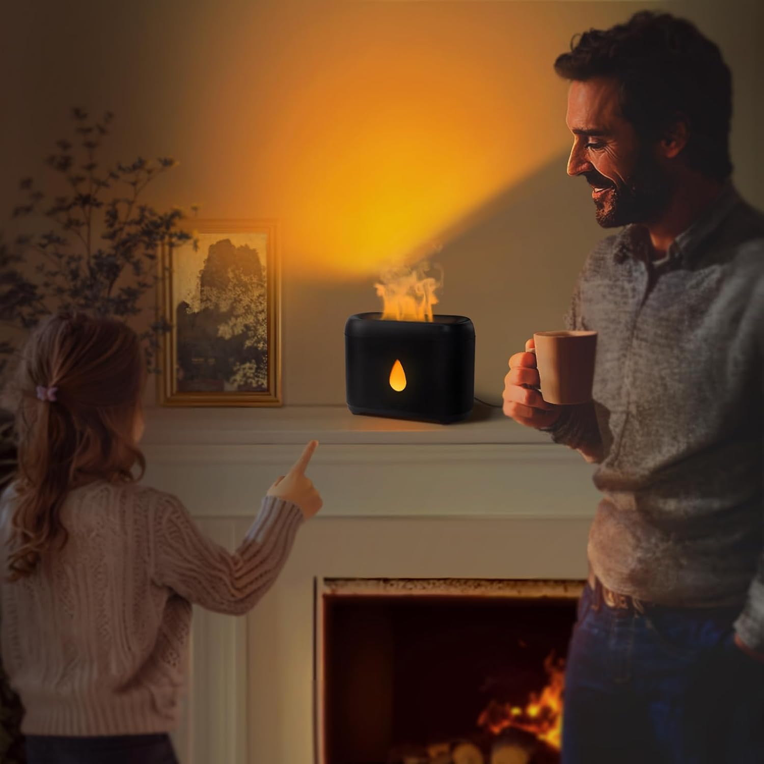 Flame Diffuser for Important Oils, 200ml Ultrasonic Aroma Diffusers with Cool Mist, Aromatherapy Diffuser with Auto-Off Safety, Small Humidifier for Residence,Workplace,Bed room,Reward (Black) - Image 2