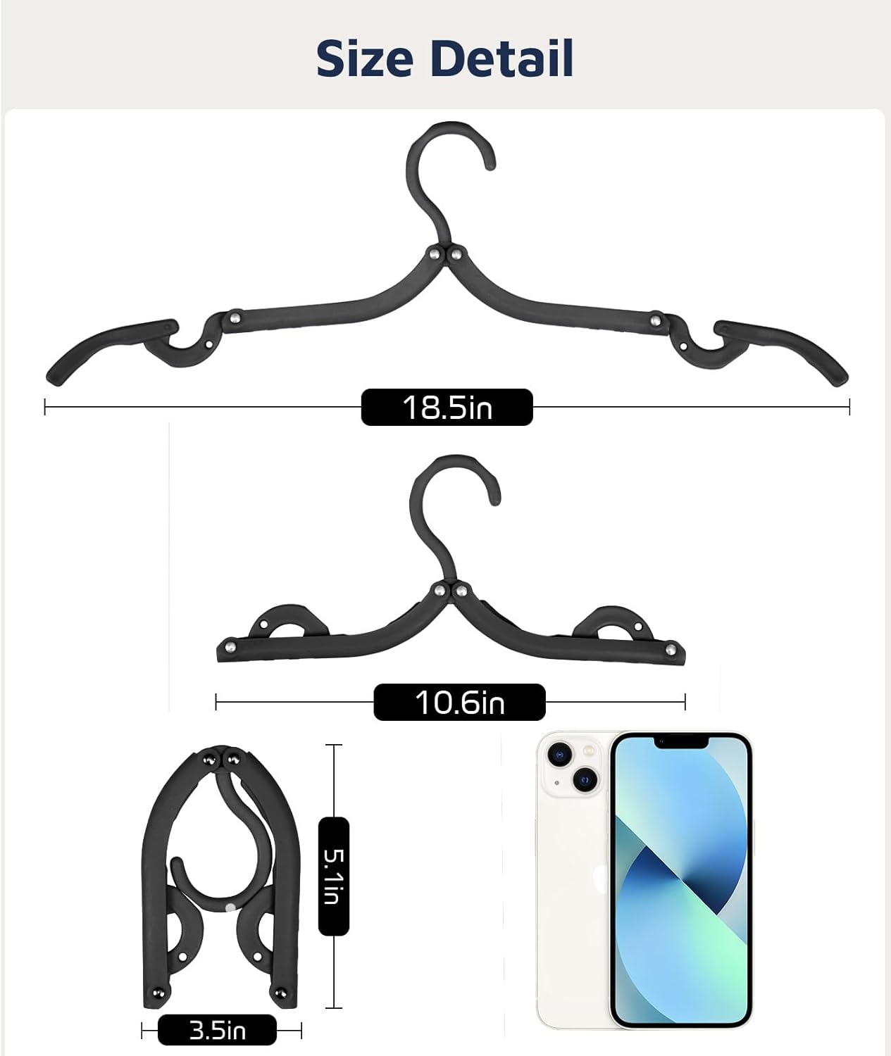 10 Pcs Journey Hangers, Cruise Ship Necessities Journey Necessities, Transportable Cruises Should Haves 2026, Folding Hangers for Suitcase, RV Tenting Airplane Europe Trip Important, Black - Image 5