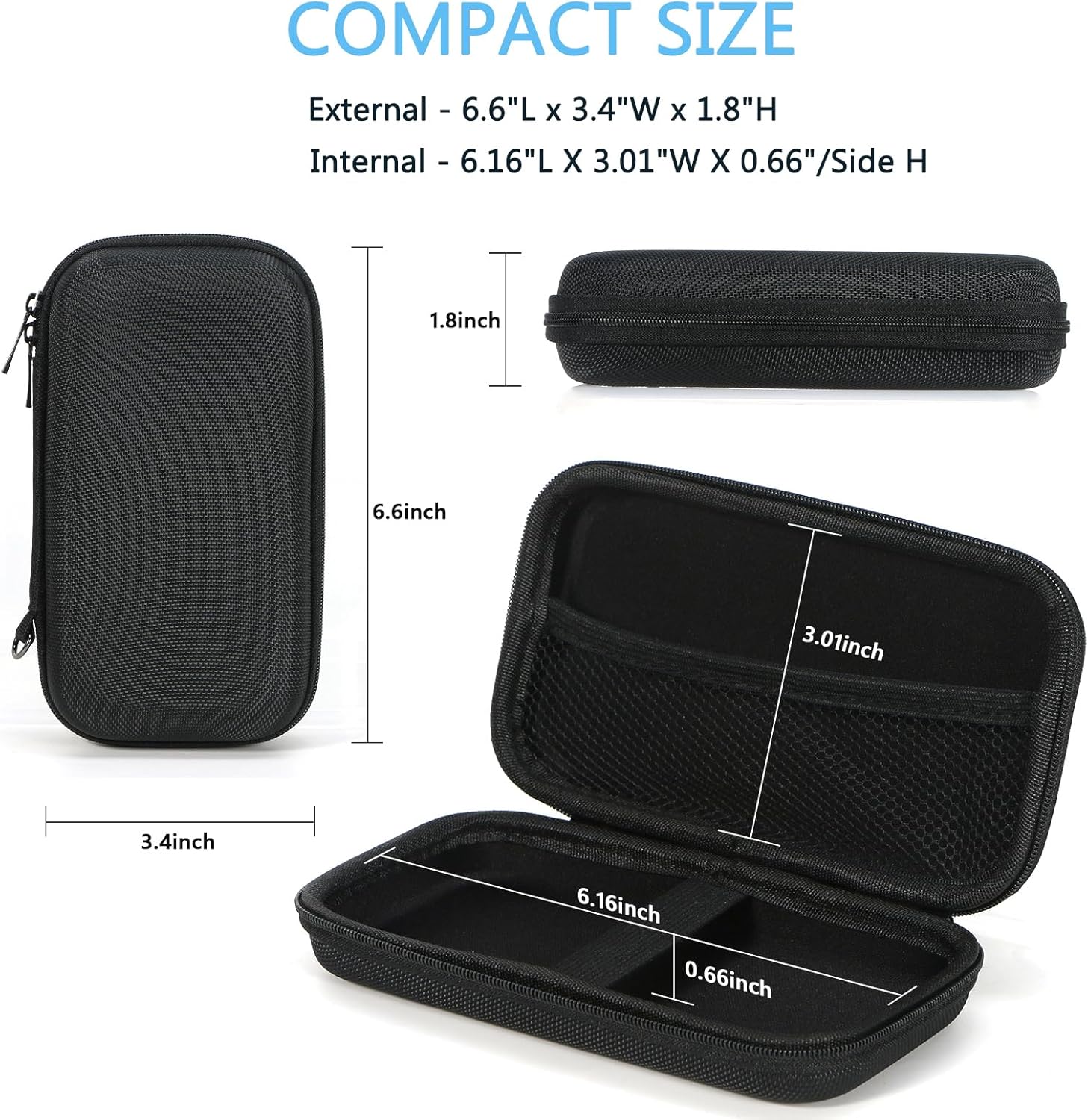 GLCON Moveable Safety Arduous EVA Case for Exterior Battery,Cell Telephone,GPS,Arduous Drive,USB Charging Cable,Carrying Bag Mesh Interior Pocket,Zipper Enclosure,Common Journey Pouch Bag - Image 3