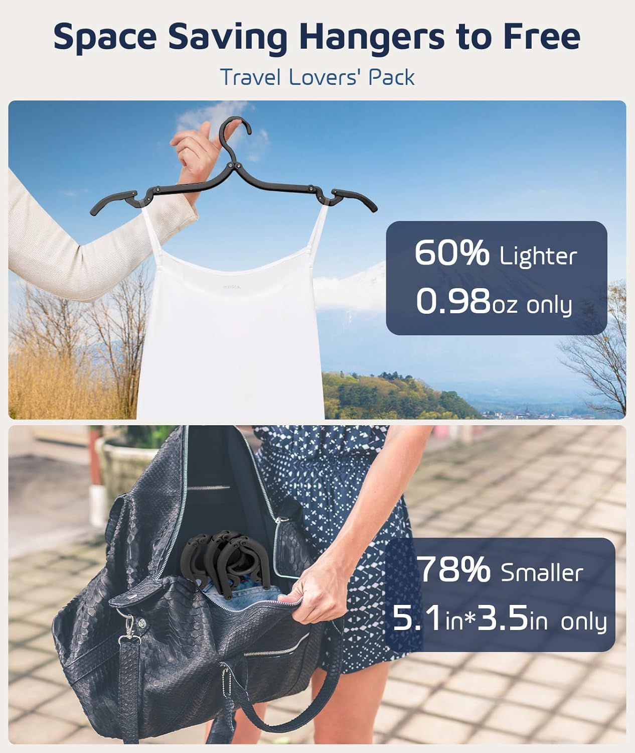 10 Pcs Journey Hangers, Cruise Ship Necessities Journey Necessities, Transportable Cruises Should Haves 2026, Folding Hangers for Suitcase, RV Tenting Airplane Europe Trip Important, Black - Image 2