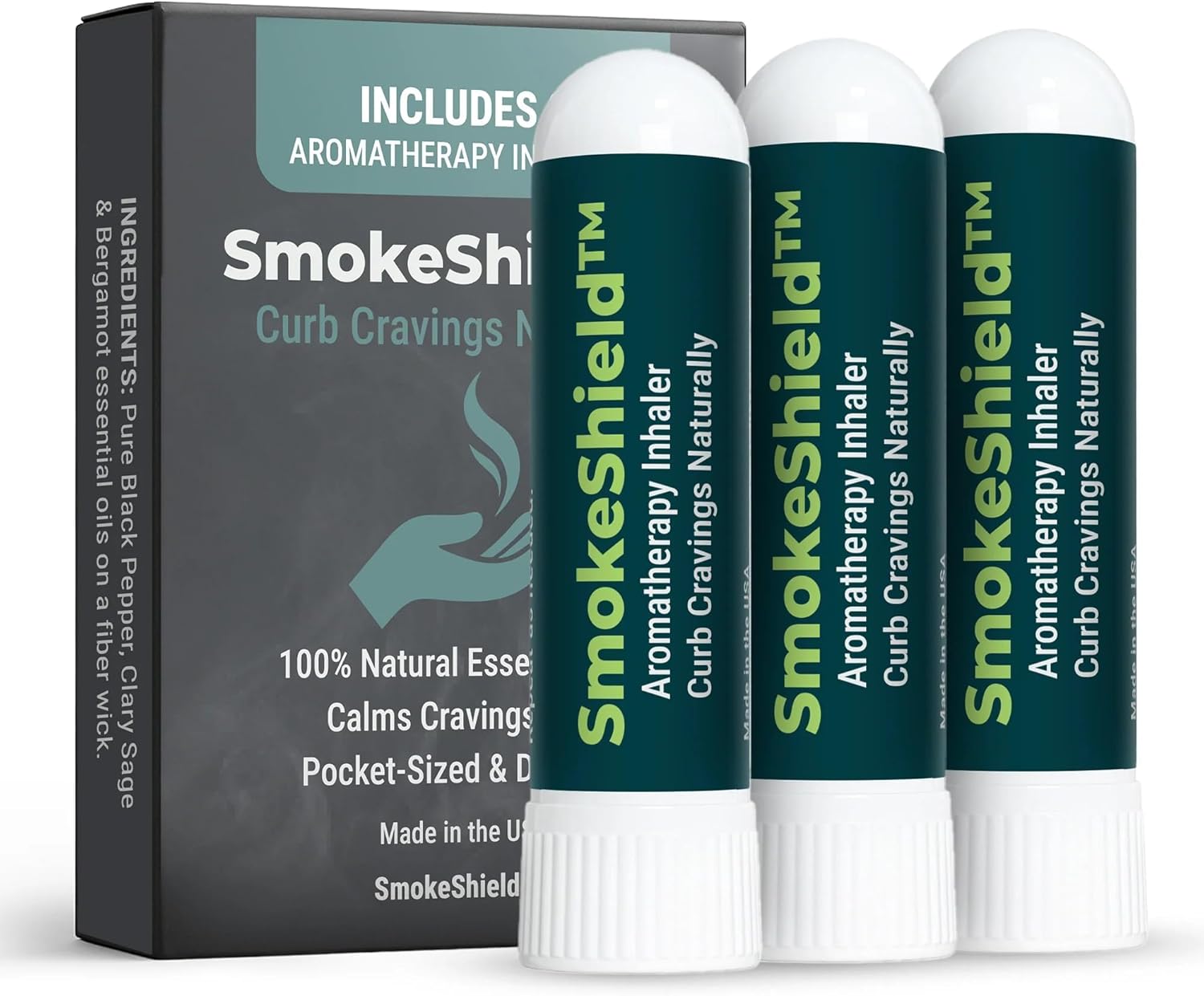 Primary Vigor SmokeShield Aromatherapy Inhaler 3-Pack with Black Pepper – Use Each day for 30 Days for Gradual Craving Help – Made in USA