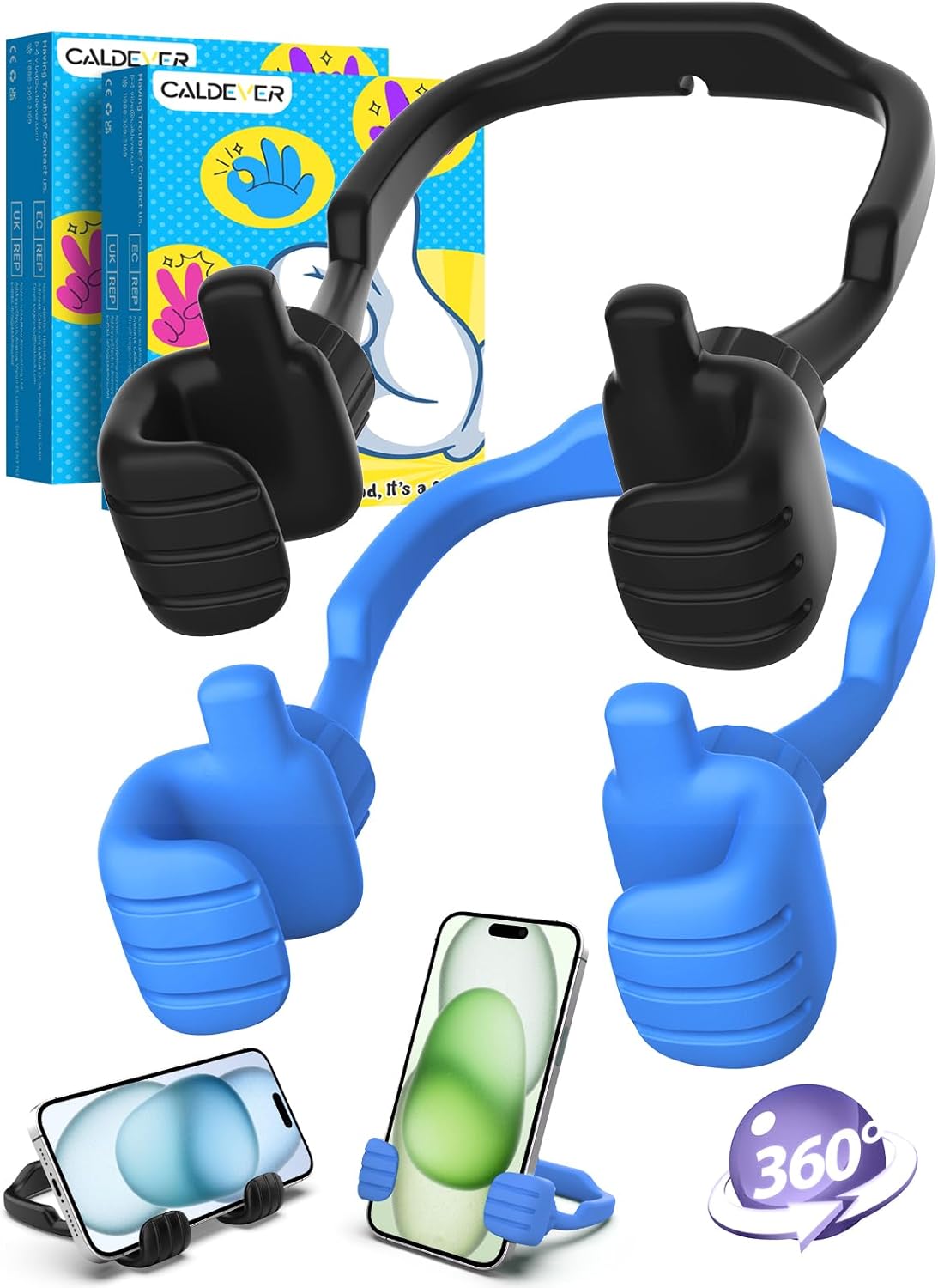 Easter Basket Stuffers for Teenagers Boys Ladies Him Males Concepts: 2 Pack Thumbs Up Lazy Telephone Stand Cell Telephone Holder Easter Items for Youngsters Teenage Son Her Girls Spouse Adults Humorous Cool Devices