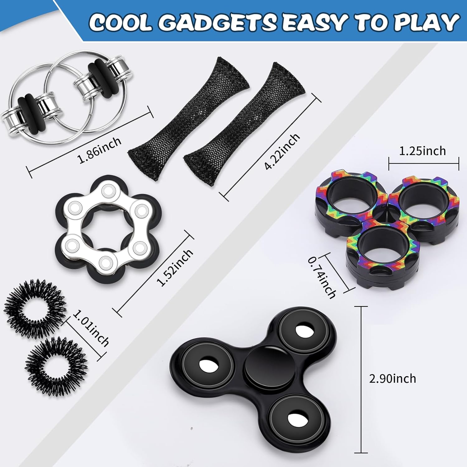 8Pcs Fidget Toys Adults Easter Basket Stuffers Presents for Teenagers Boys Youngsters 8+ ADHD Autism Toys Adults EDC Cool Devices Desk Toys Fidgets for Classroom Magnetic Fidget Rings Figette Spinner - Image 4
