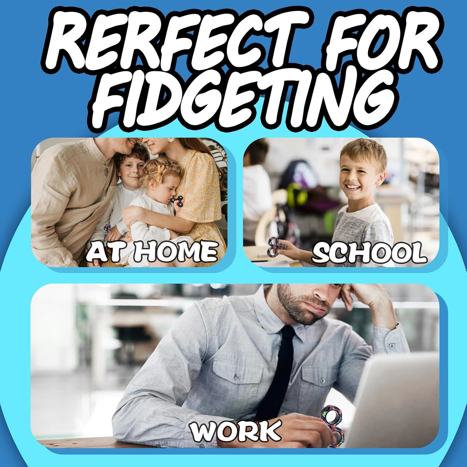 8Pcs Fidget Toys Adults Easter Basket Stuffers Presents for Teenagers Boys Youngsters 8+ ADHD Autism Toys Adults EDC Cool Devices Desk Toys Fidgets for Classroom Magnetic Fidget Rings Figette Spinner - Image 5