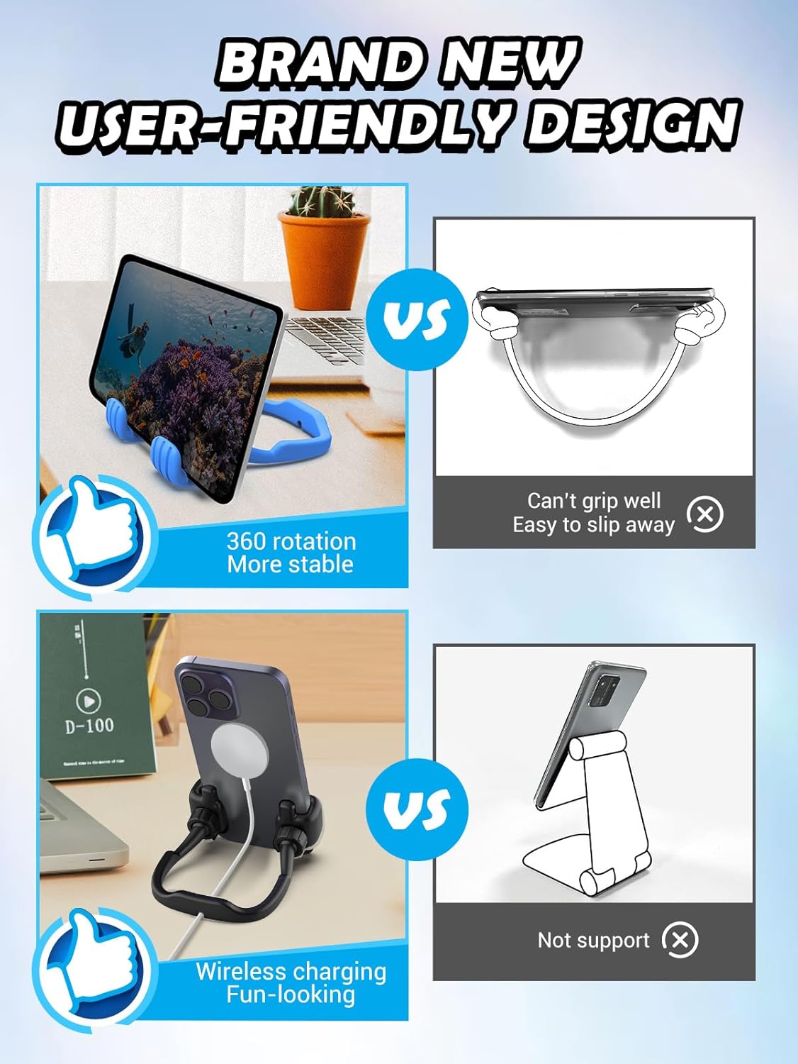 Easter Basket Stuffers for Teenagers Boys Ladies Him Males Concepts: 2 Pack Thumbs Up Lazy Telephone Stand Cell Telephone Holder Easter Items for Youngsters Teenage Son Her Girls Spouse Adults Humorous Cool Devices - Image 5