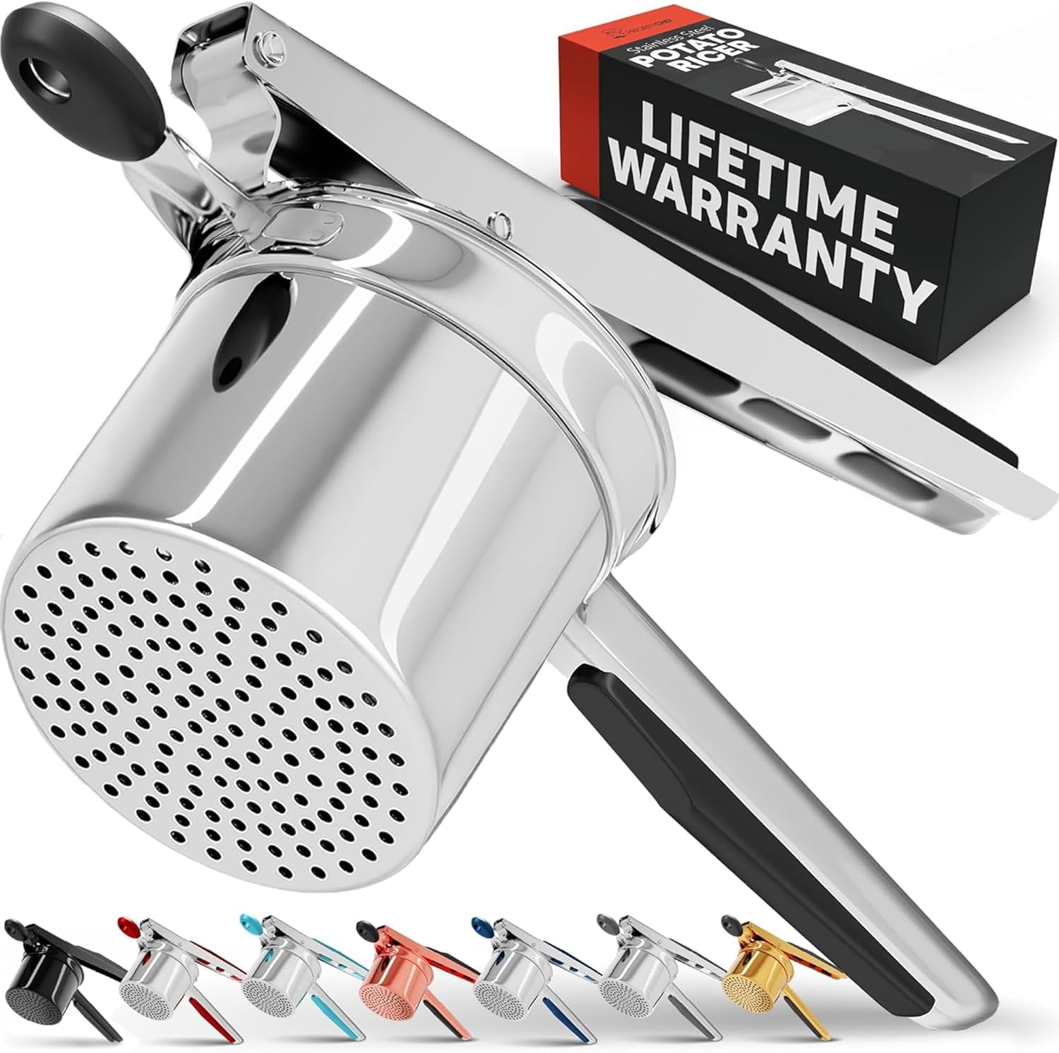 PriorityChef Giant 15oz Potato Ricer, Heavy Obligation Stainless Metal Potato Masher and Ricer Kitchen Software, Press and Mash Kitchen Gadget For Excellent Mashed Potatoes - Everytime