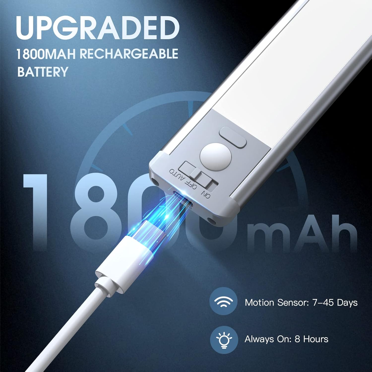 10inch Beneath Cupboard Lighting, 2 Pack Rechargeable Movement Sensor Mild Indoor, 5 Ranges Dimmable Magnetic Closet Lights, Wi-fi Beneath Counter Lights for Kitchen, Stairs - Image 5