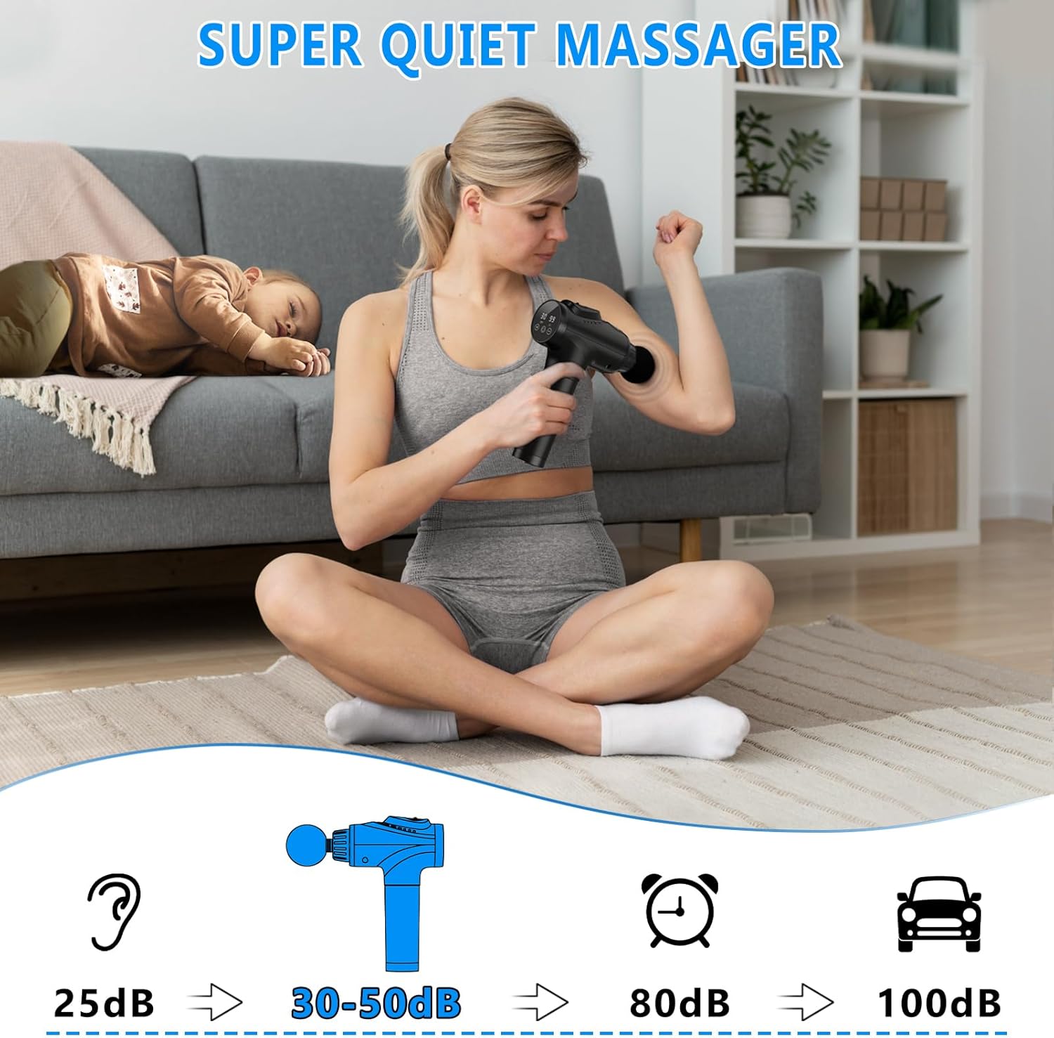 Therapeutic massage Gun, Muscle Therapeutic massage Gun for Athletes Handheld Electrical Deep Tissue Again Massager, Percussion Therapeutic massage System for Ache Aid with 30 Velocity Ranges 9 Heads Black - Image 4