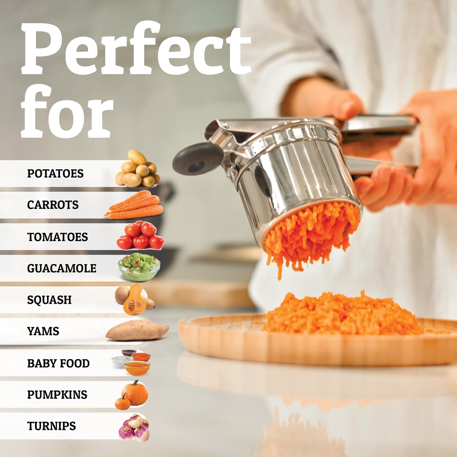 PriorityChef Giant 15oz Potato Ricer, Heavy Obligation Stainless Metal Potato Masher and Ricer Kitchen Software, Press and Mash Kitchen Gadget For Excellent Mashed Potatoes - Everytime - Image 5