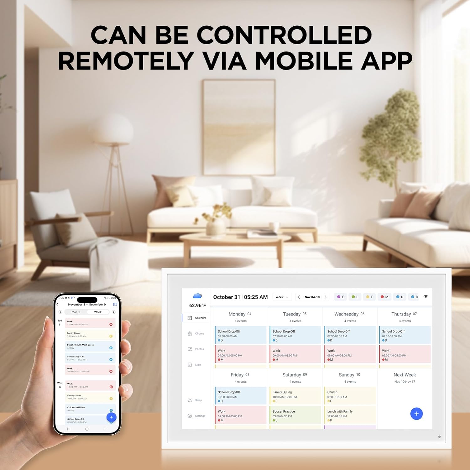 10.1" Digital Calendar, Meal Planner, Obligation Chart, to Do Record,HD Sensible Contact Display screen Dwelling Interactive Sensible Electron Calender - Constructed-in Digital Picture Body Perform (white, 10.1) - Image 5