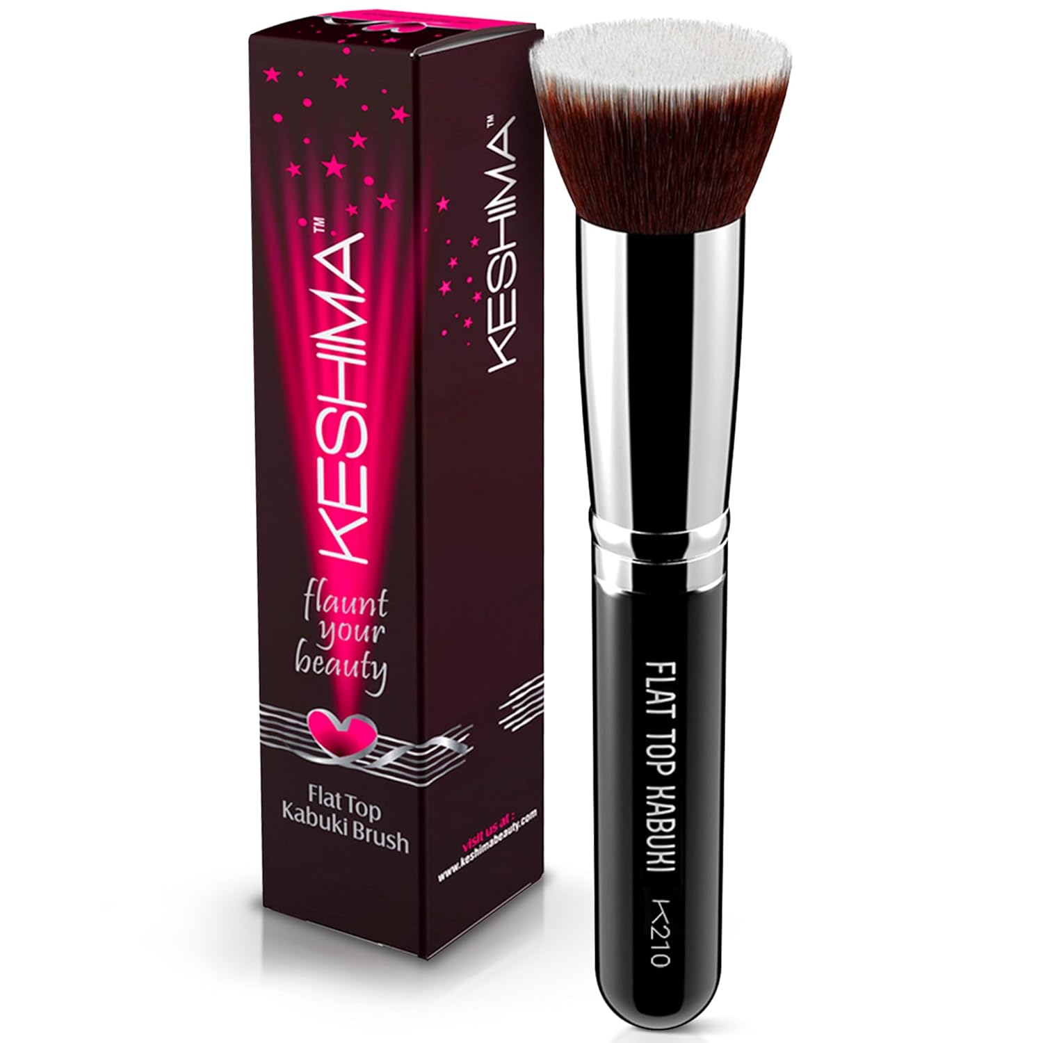 Flat High Kabuki Basis Brush By KESHIMA - Premium Make-up Brush for Liquid, Cream, and Powder - Buffing, Mixing, and Face - 1.2" High Diameter