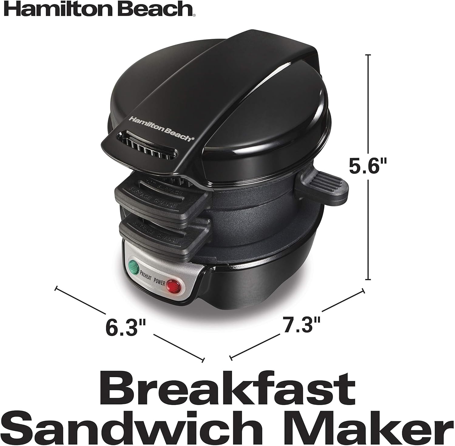 Hamilton Seashore Breakfast Sandwich Maker with Egg Cooker Ring, Customise Substances, Excellent for English Muffins, Croissants, Mini Waffles, Excellent White Elephant Items, Black (25477) - Image 8